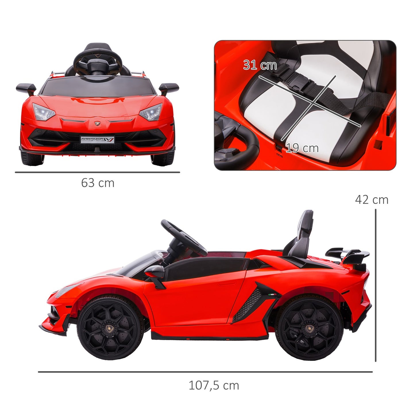 12V electric children's car with remote control, MP3, lights, horn