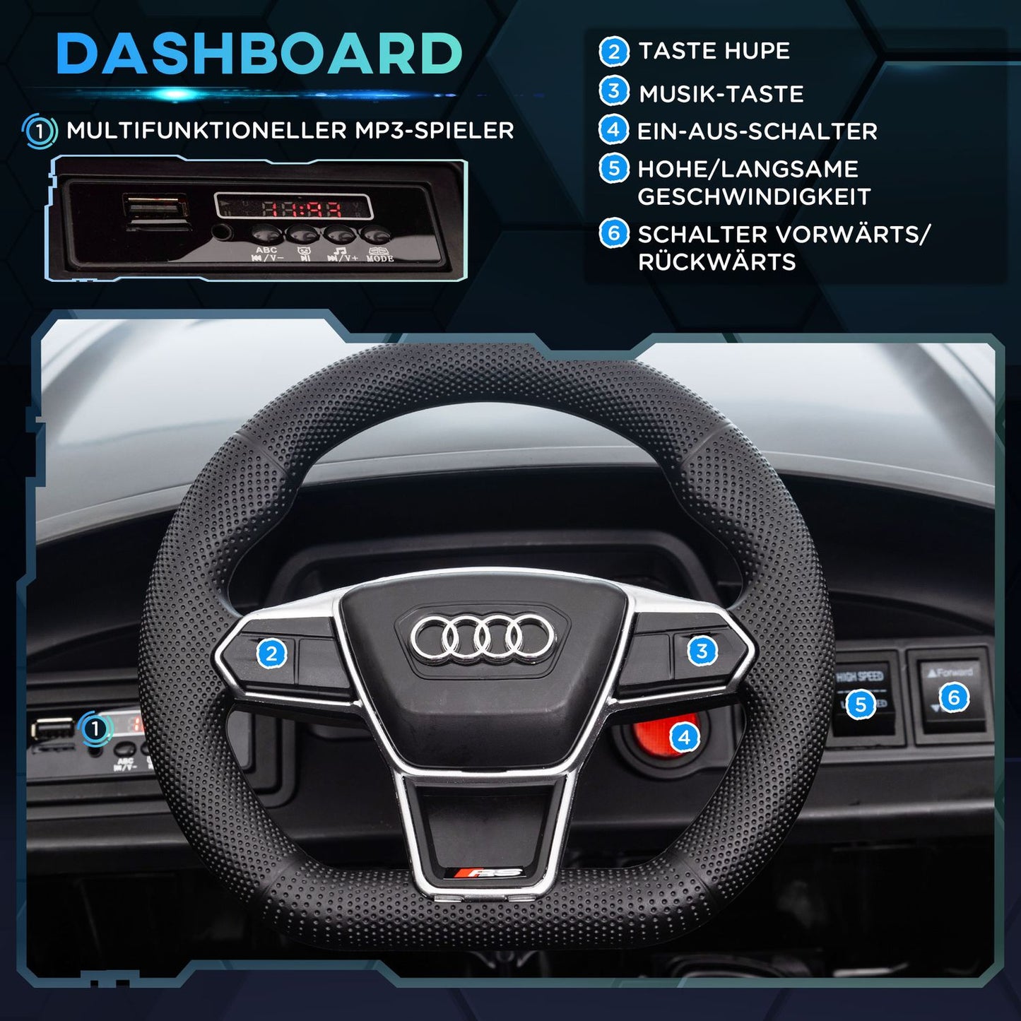 Electric car for children with remote control, seat belt and sound