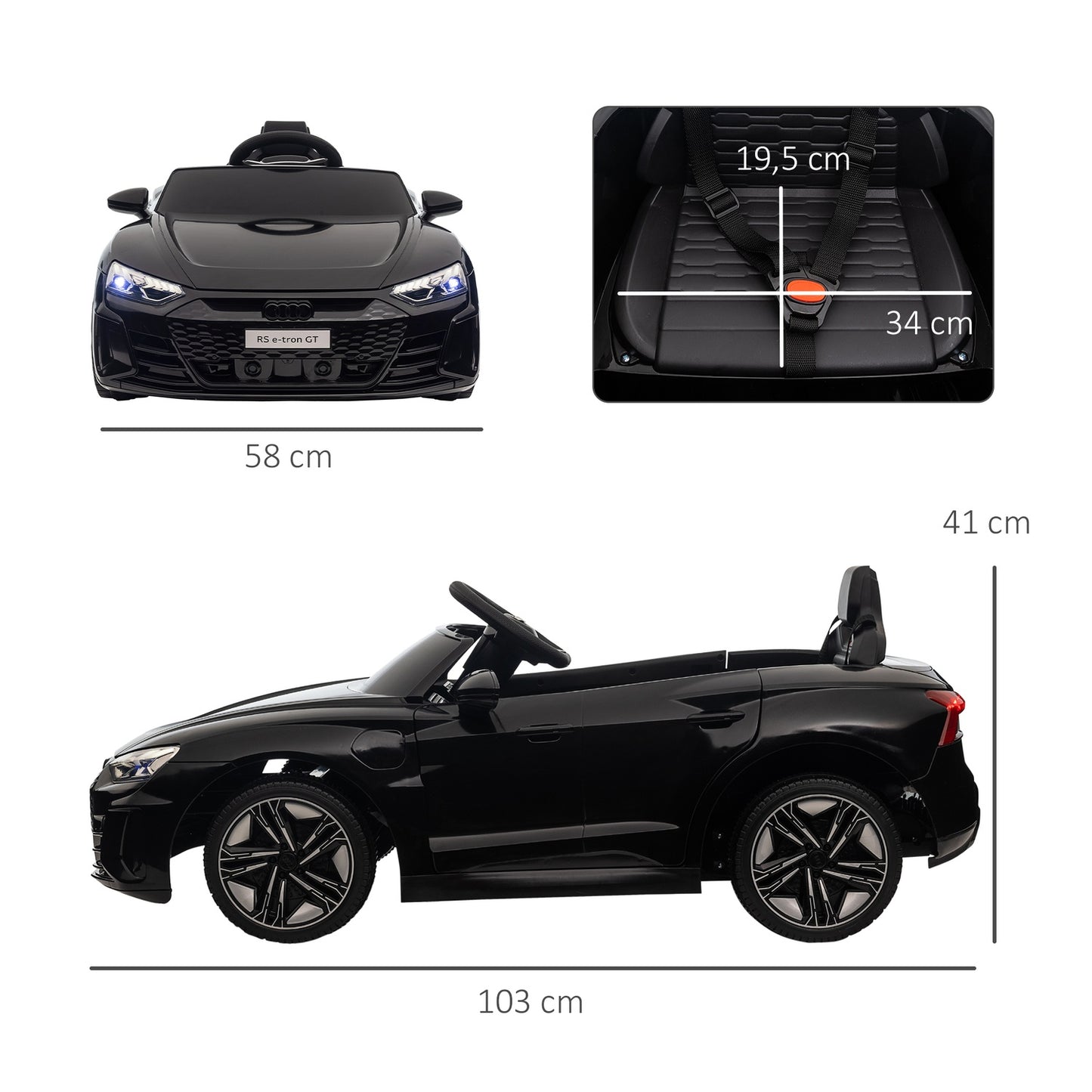 Electric car for children with remote control, seat belt and sound