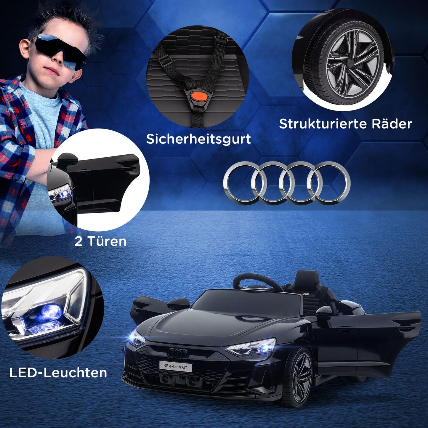 Electric car for children with remote control, seat belt and sound