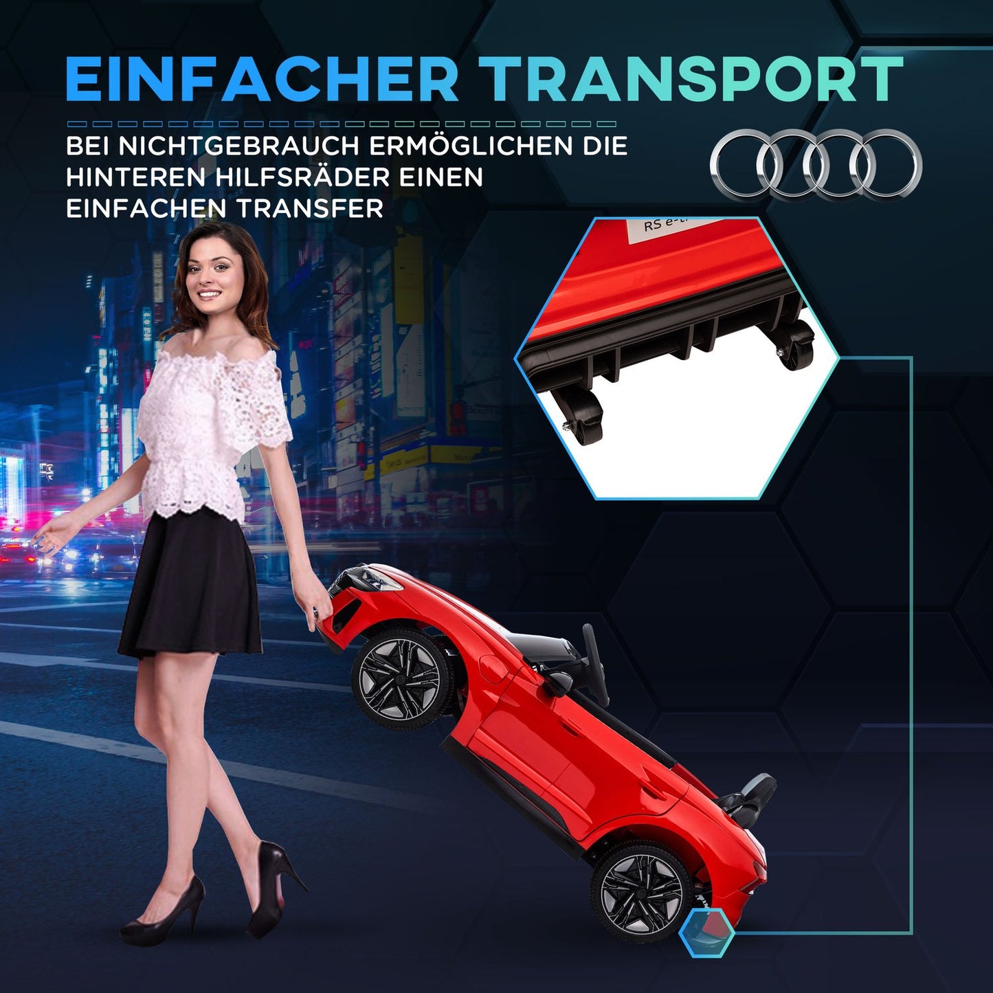 Electric riding car, remote control, music, light, ages 3-5, red