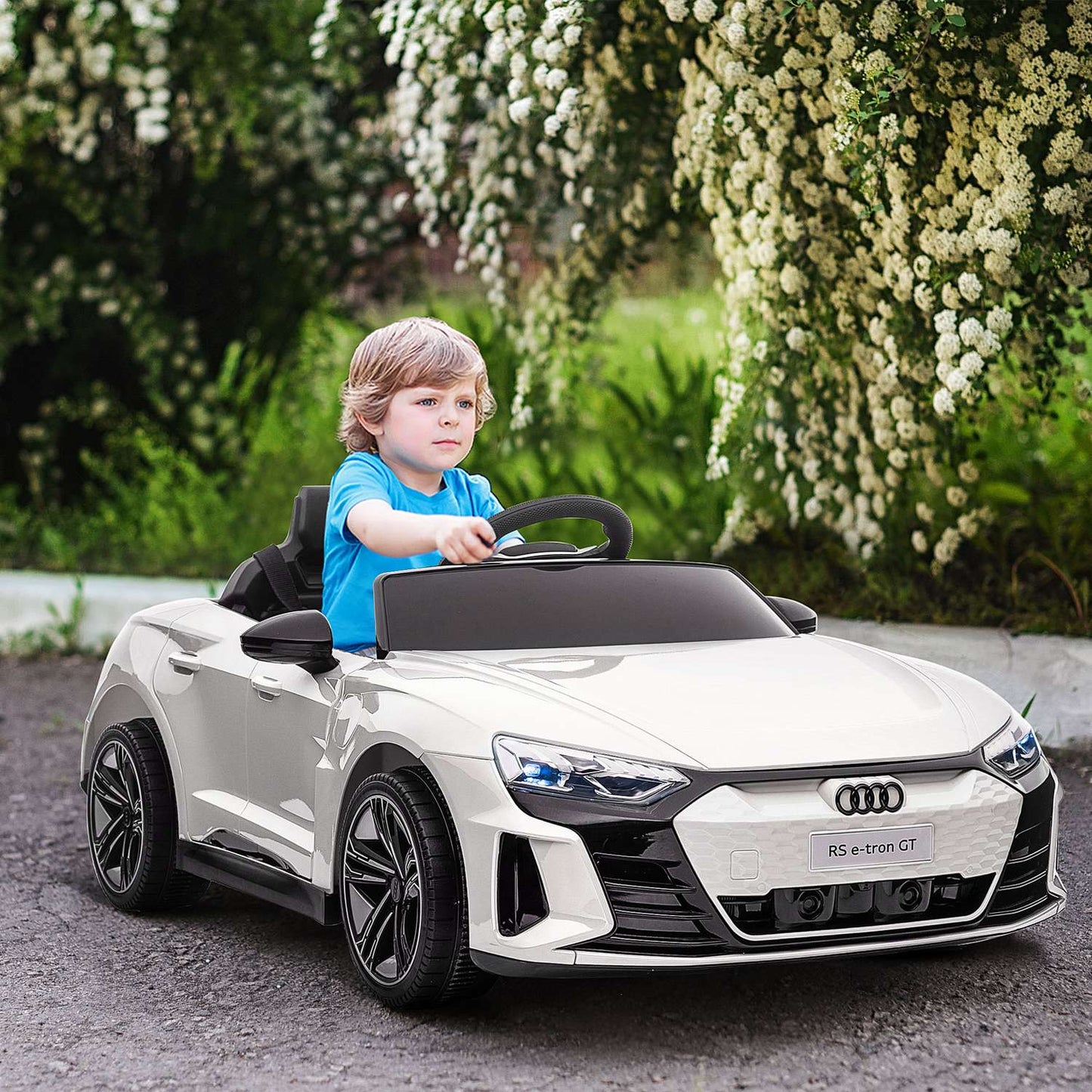 Electric car for children with remote control & music, 3-5 years, white