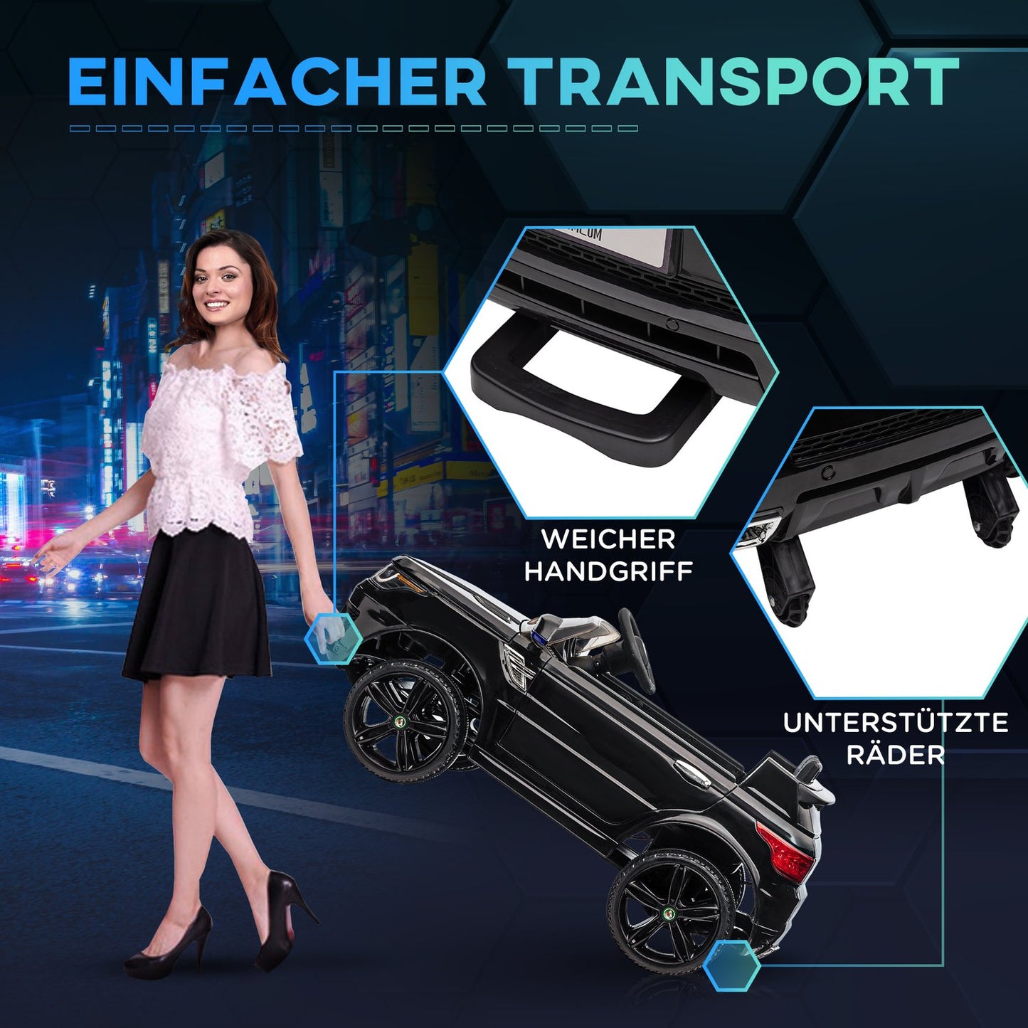 Electric car for children with remote control, lights, music
