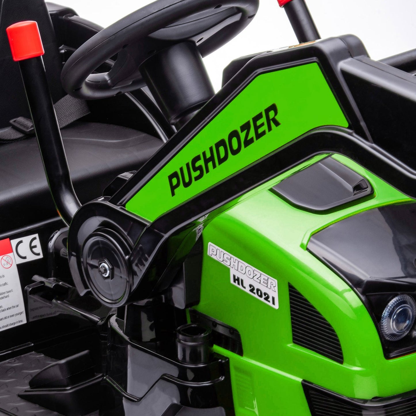 Electric ride-on excavator for children with music, 3-5 years, green