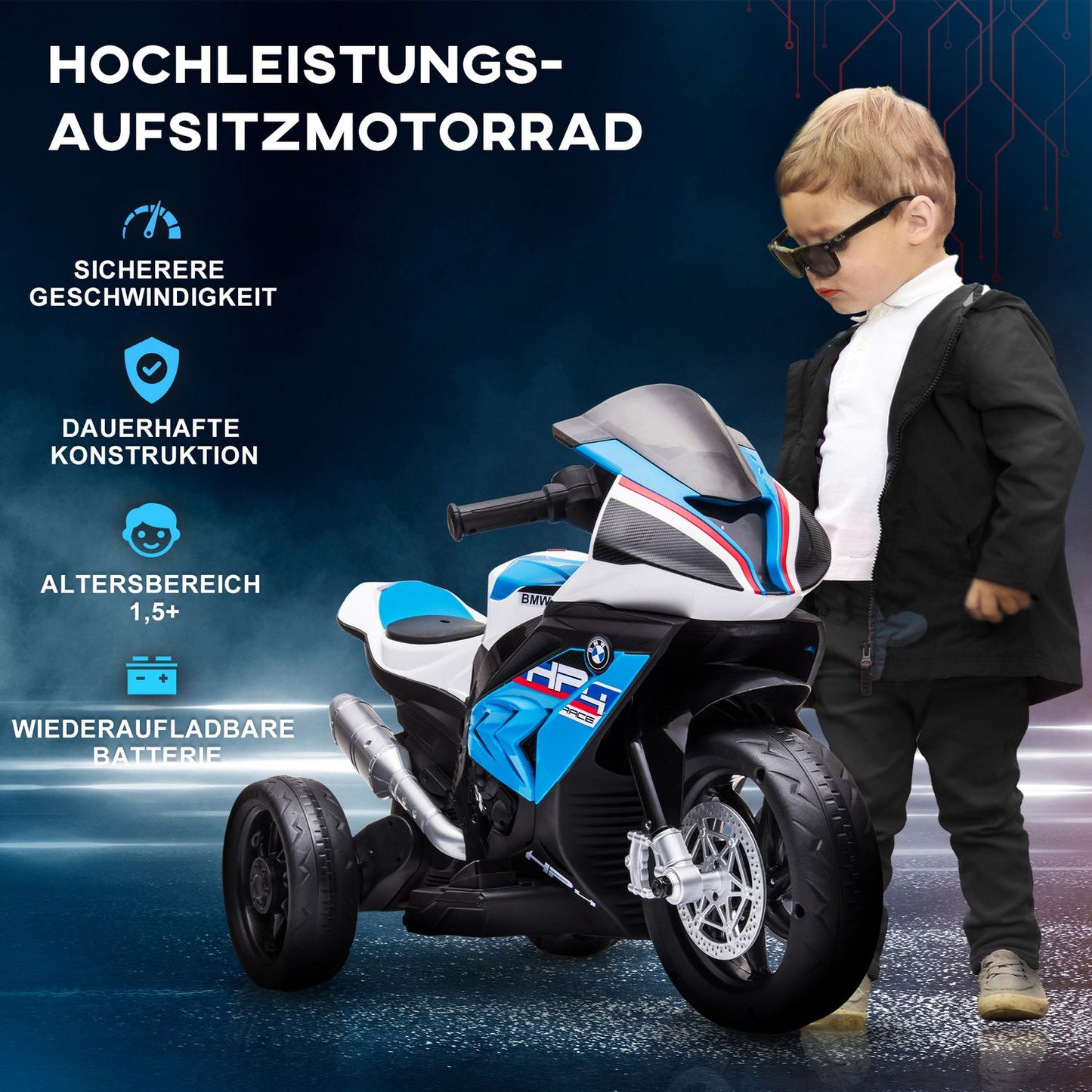 Electric tricycle for children - 6V, 3 music modes, 2.5 km/h