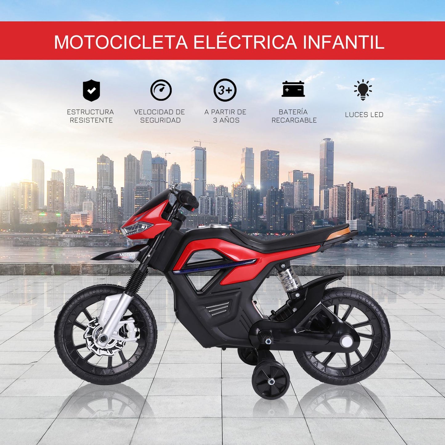 Electric motorcycle for children - light, music, 3 km/h, 3-6 years