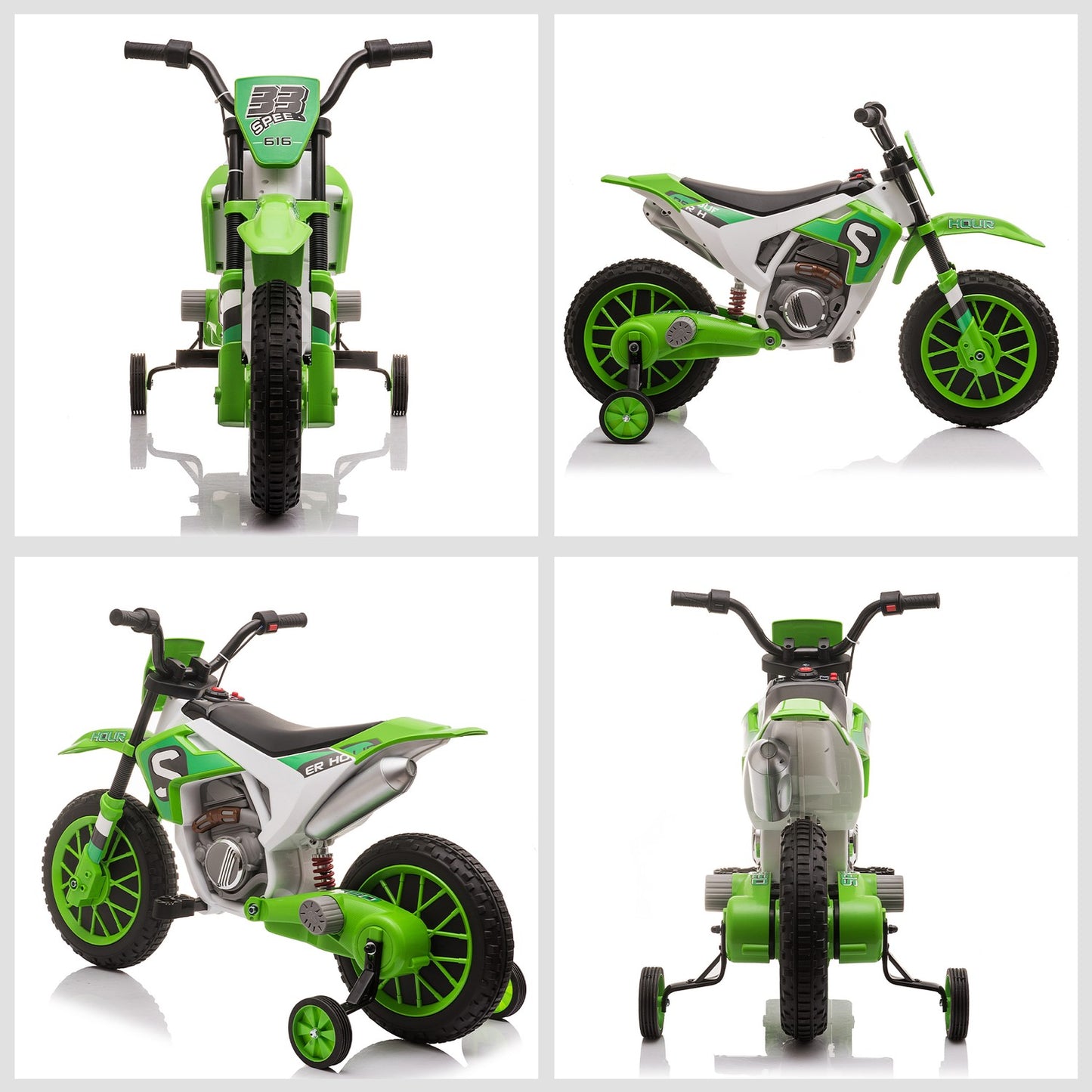 Children's 12V electric motorcycle with training wheels