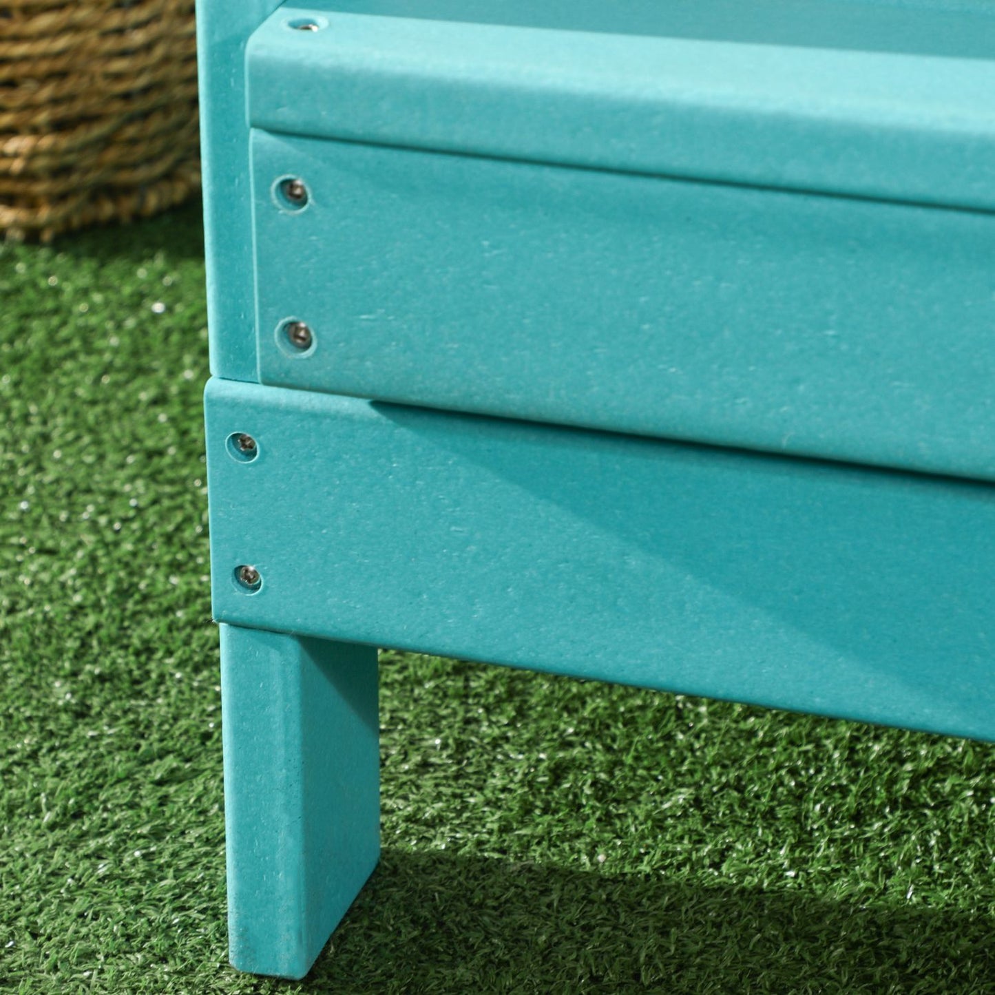 Children's teal Adirondack chair for ages 3+ with slatted design