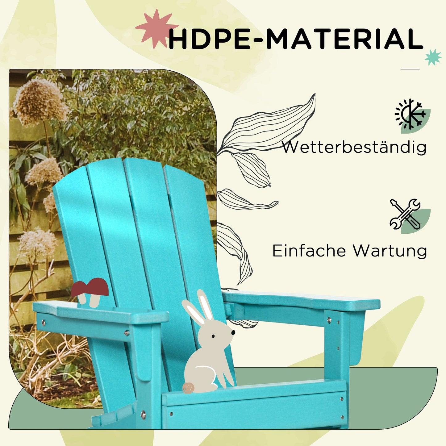 Children's teal Adirondack chair for ages 3+ with slatted design