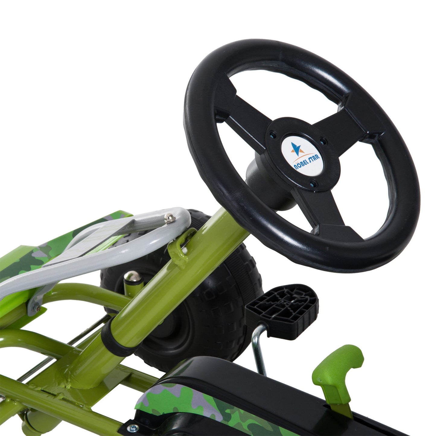 Green Pedal Go Kart for children with adjustable seat and brake