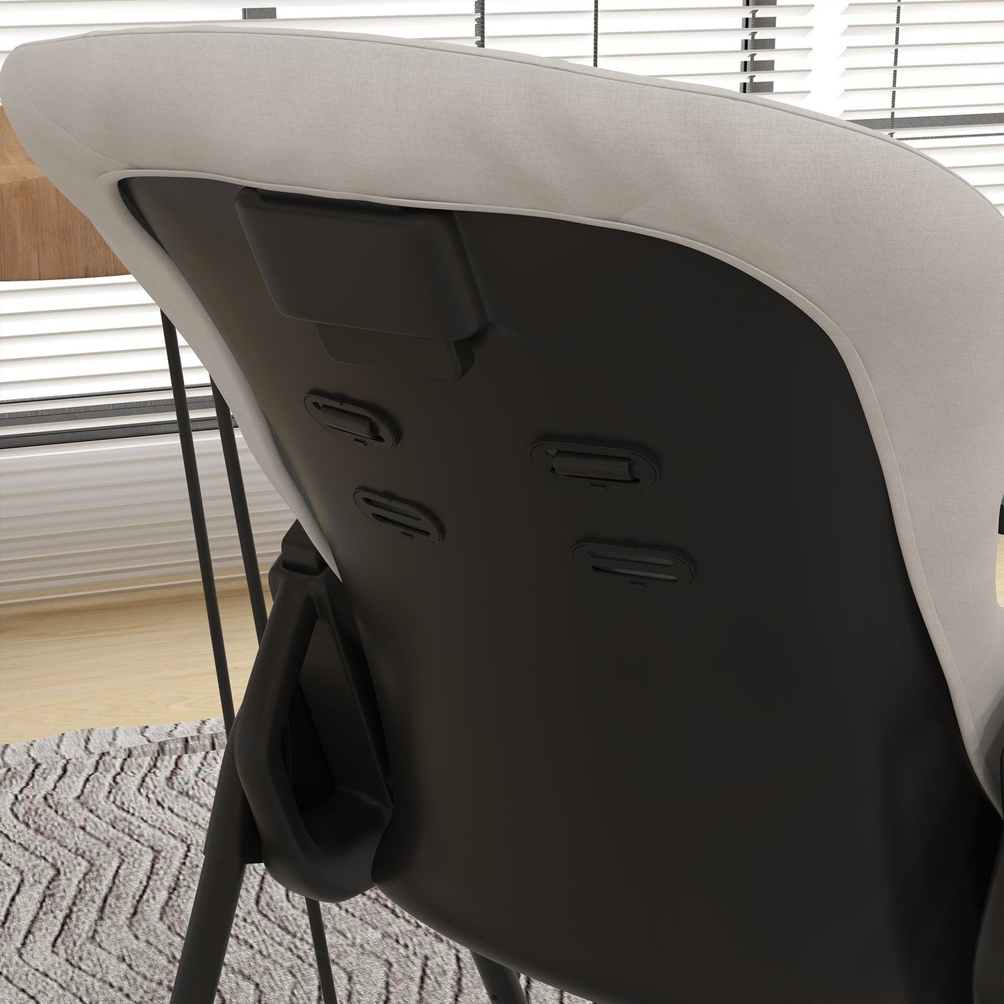 Children's chair in black artificial leather with booster seat