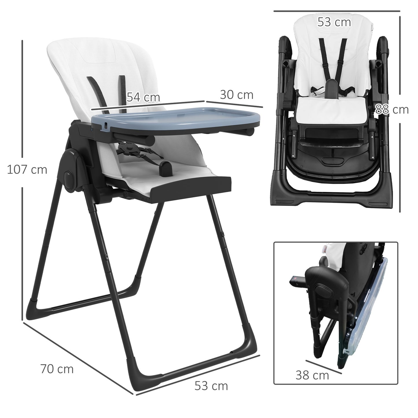 Children's chair in black artificial leather with booster seat