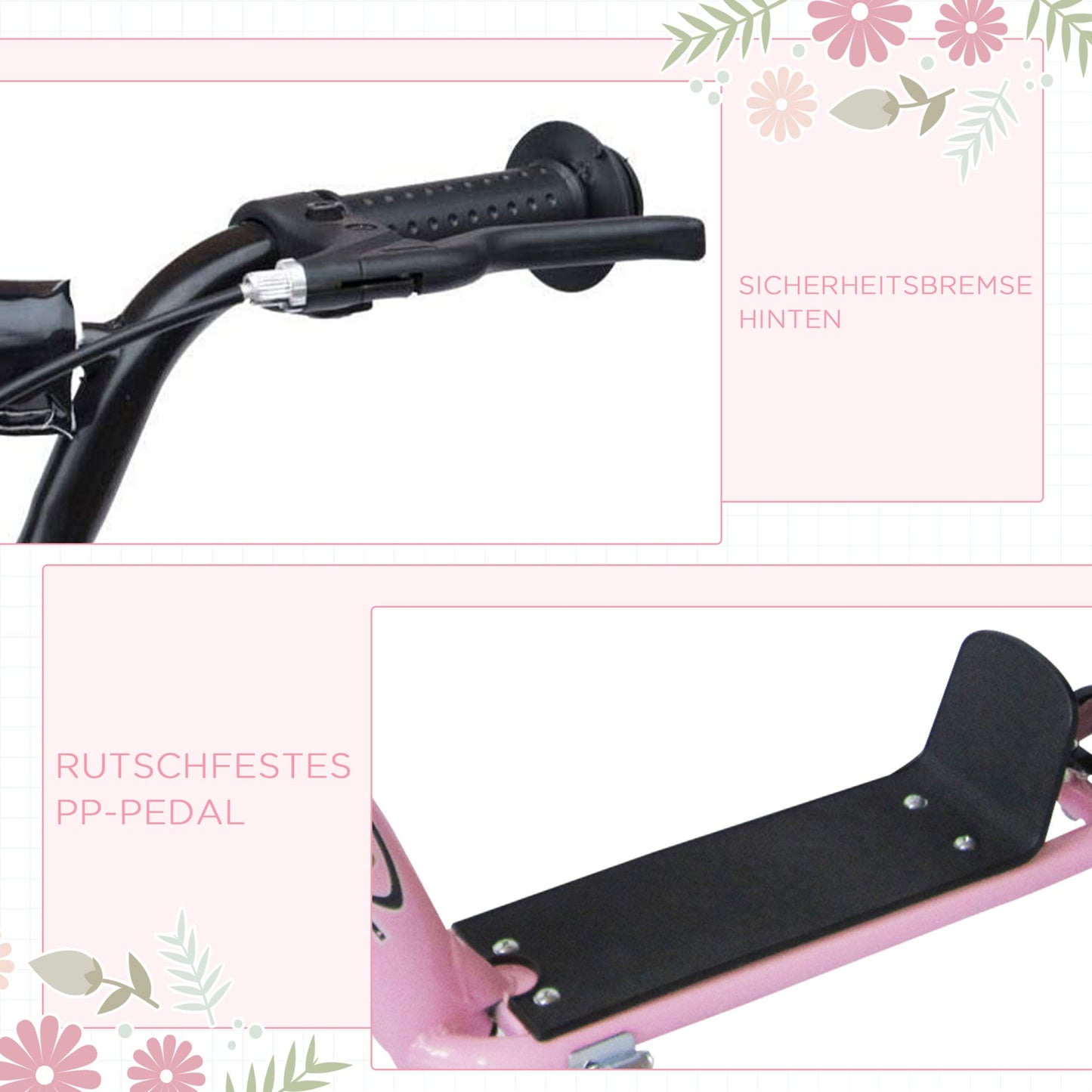 12-inch scooter for children with rear brake, pink