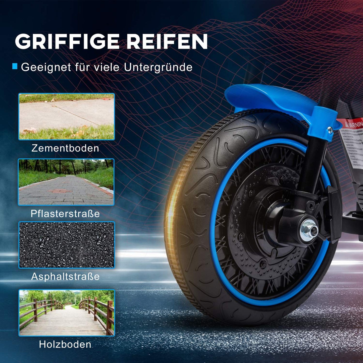 Electric motorcycle for children, removable wheels, age 1.5-3 years