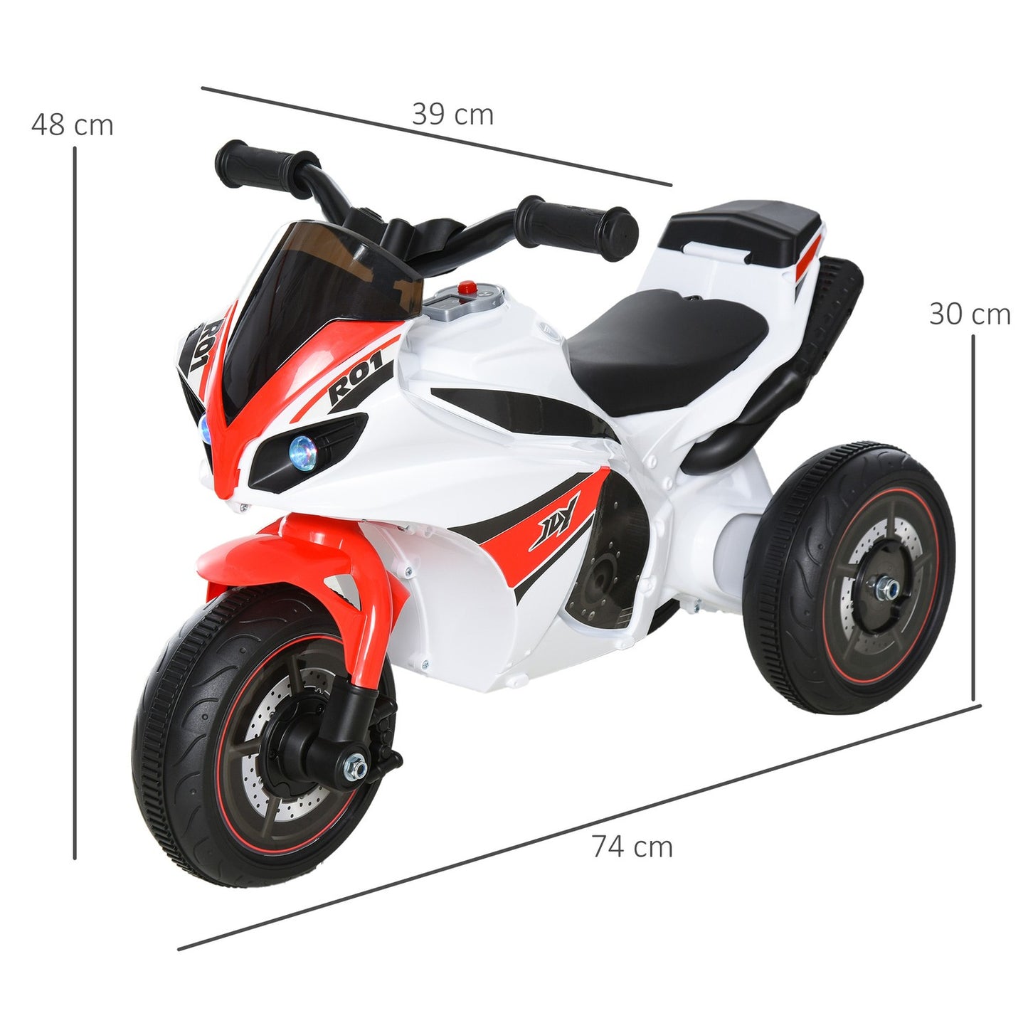 Motorcycle toy for children with music, white, 18-36 months