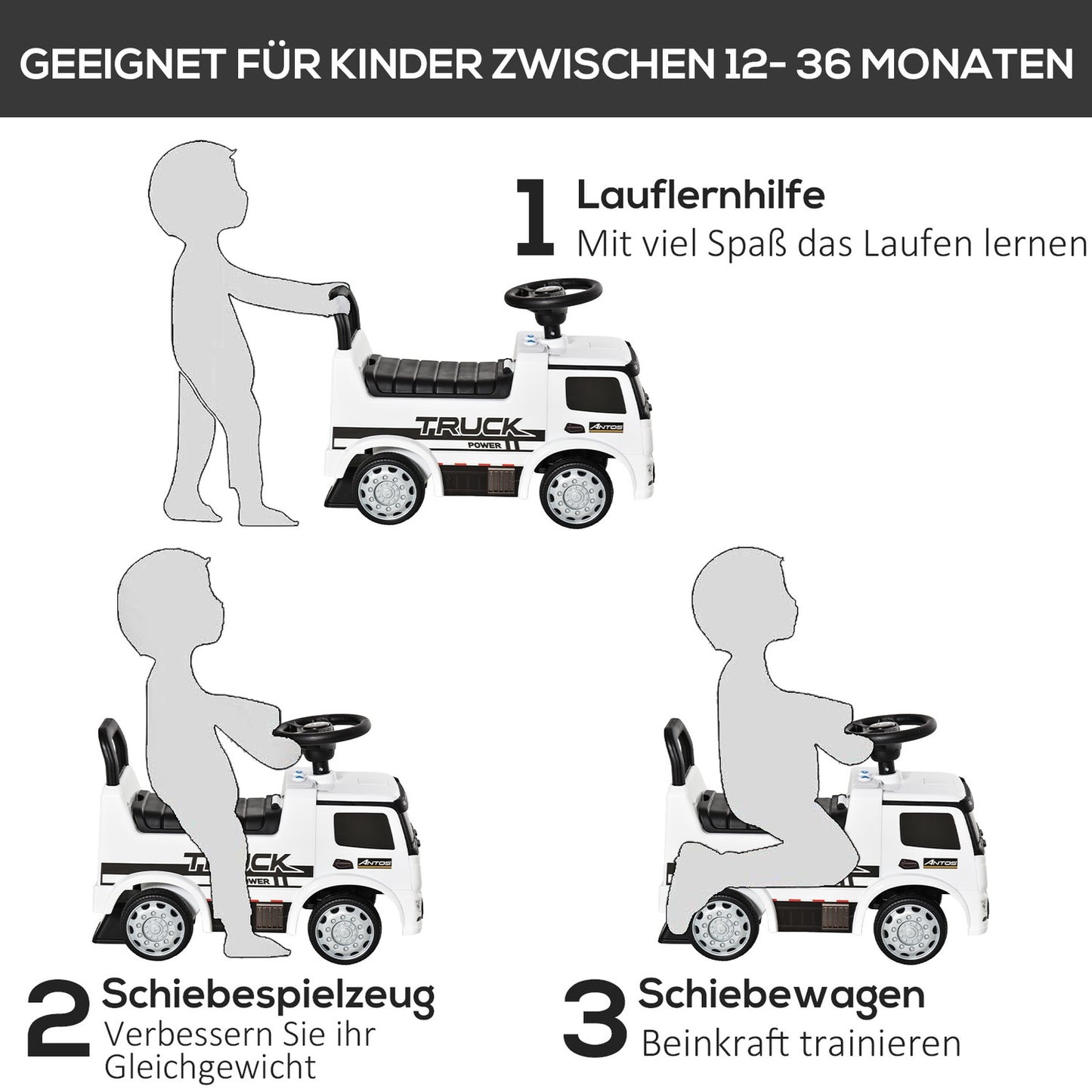 Driving car truck style with light, for 12-36 months