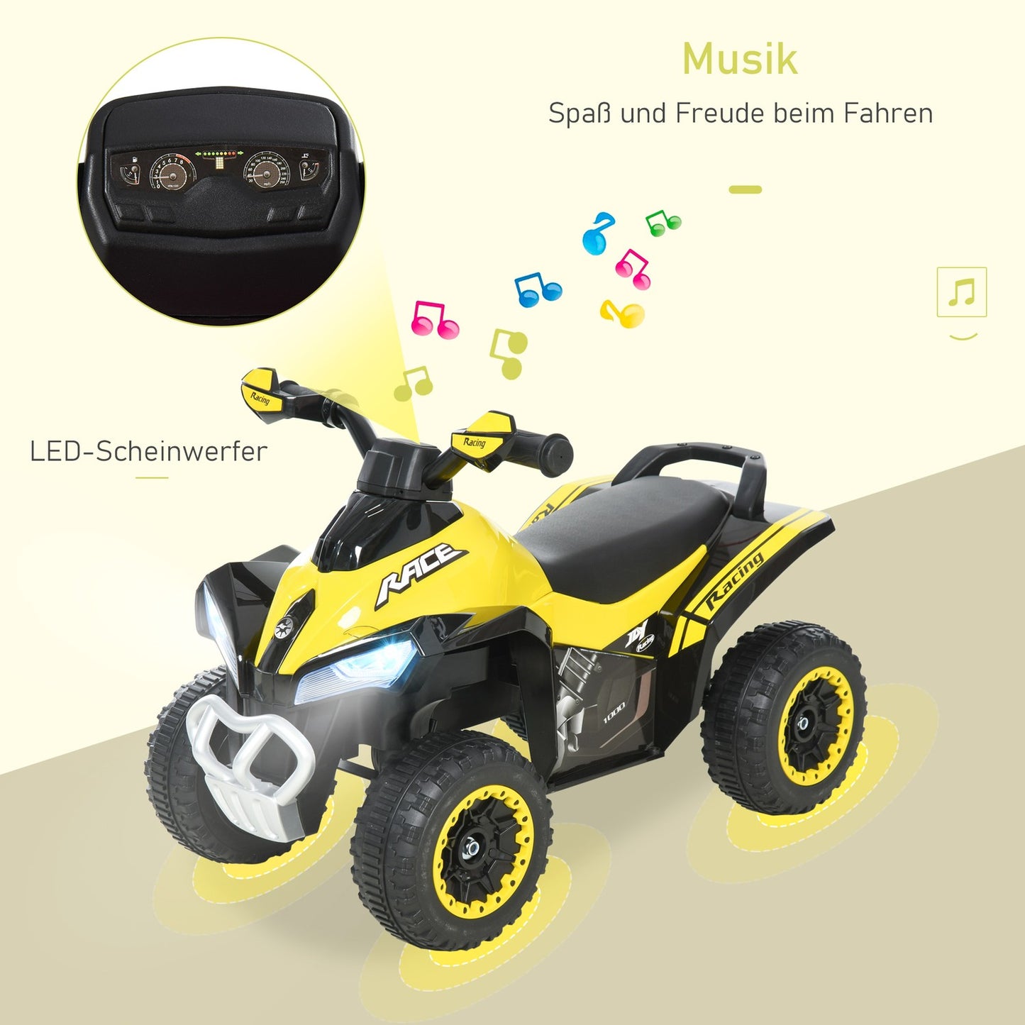 Children's Trampoline - Light music, yellow, 18-36 months
