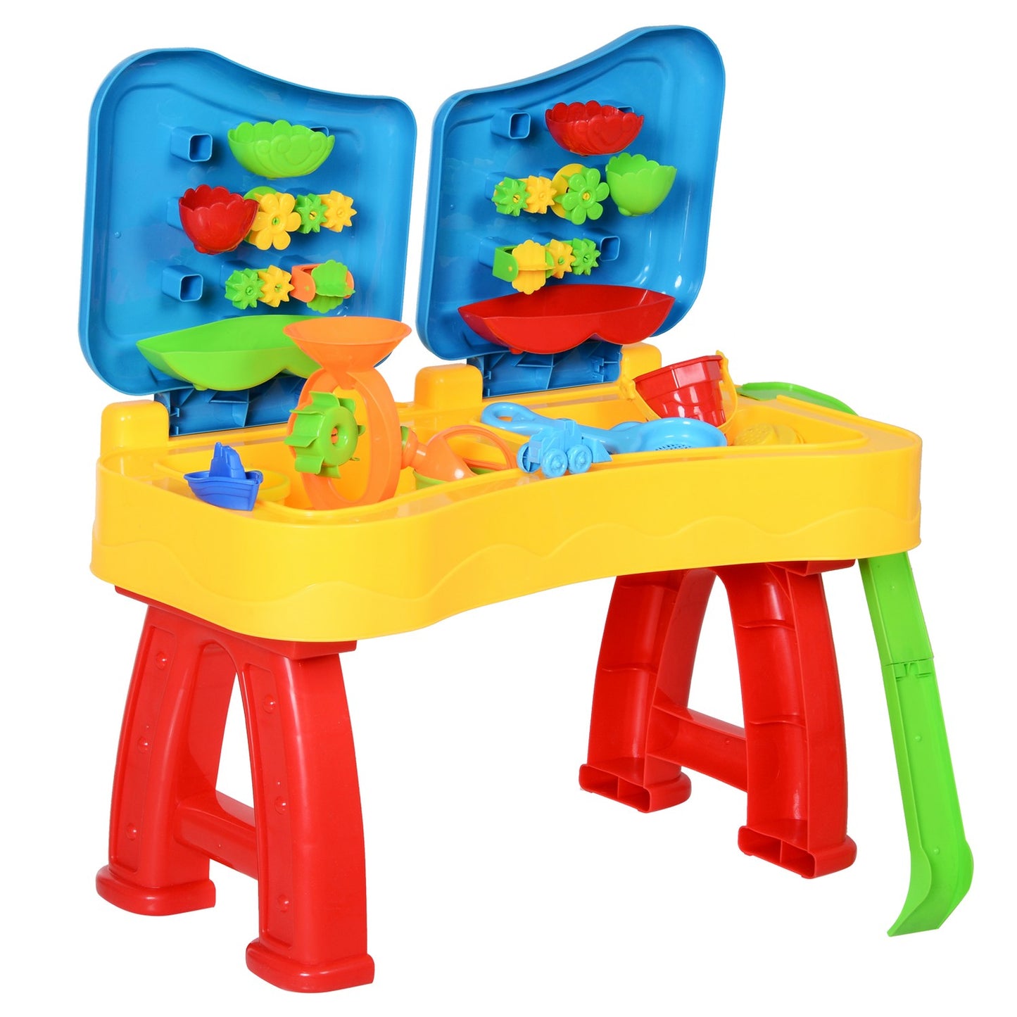 Children's sand and water activity table with 31 toys
