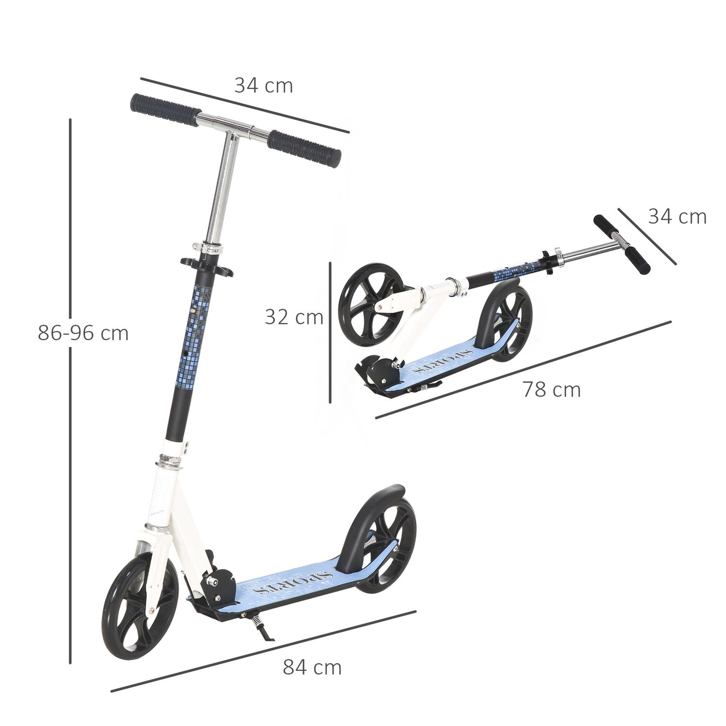 Children's scooter, foldable & height adjustable, white