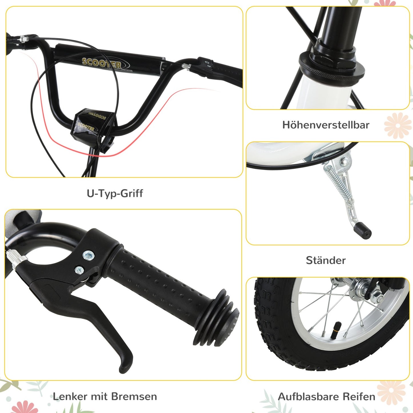 City scooter for children - 12"" pneumatic tires, aluminum, white