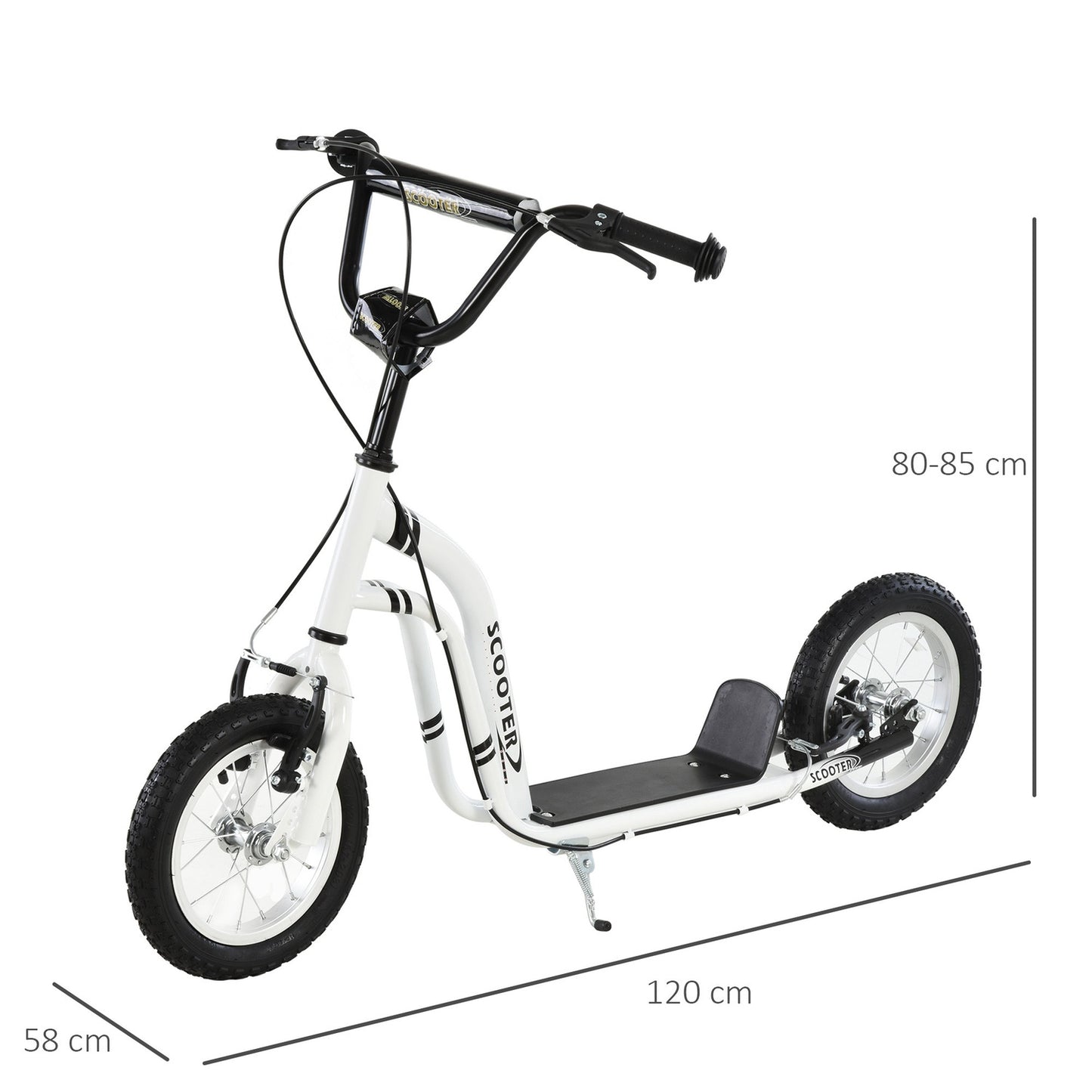 City scooter for children - 12"" pneumatic tires, aluminum, white
