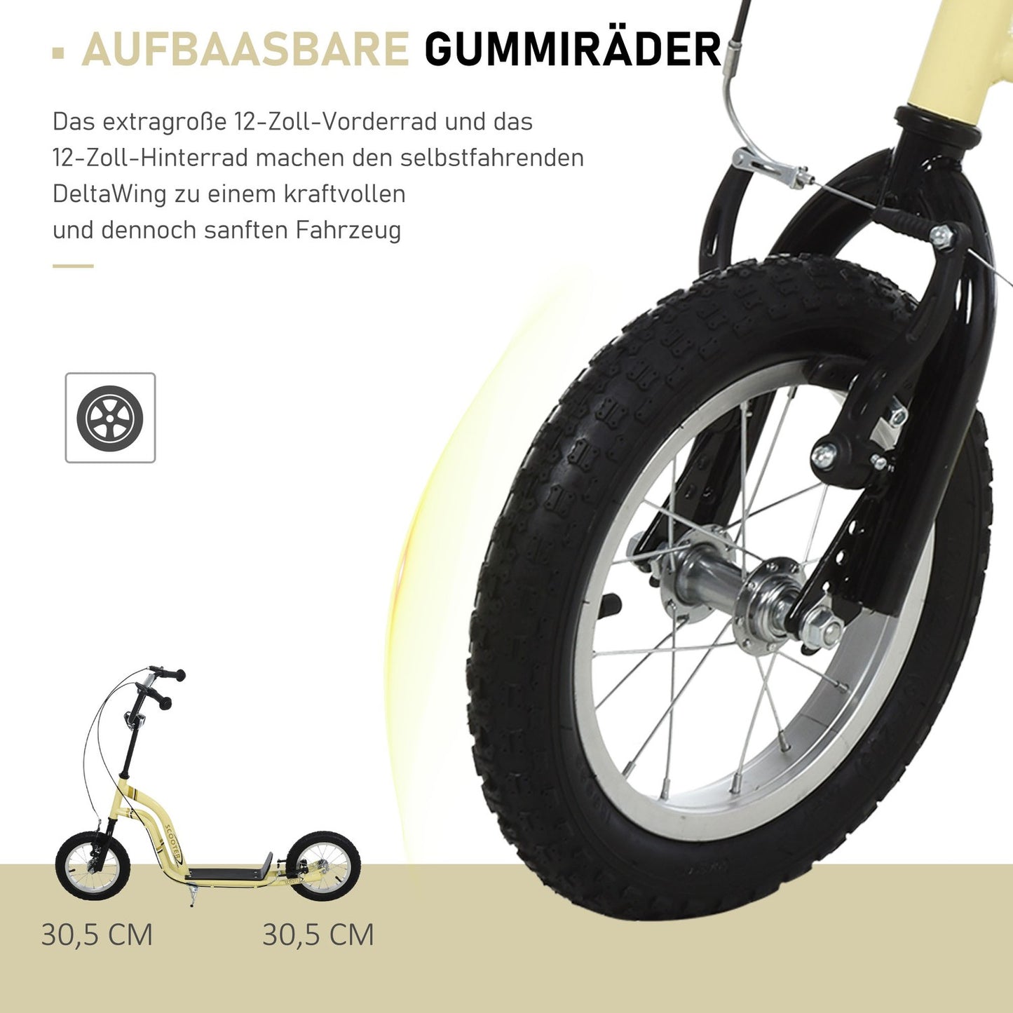 City scooter for children, 5+ years, 12-inch pneumatic tires