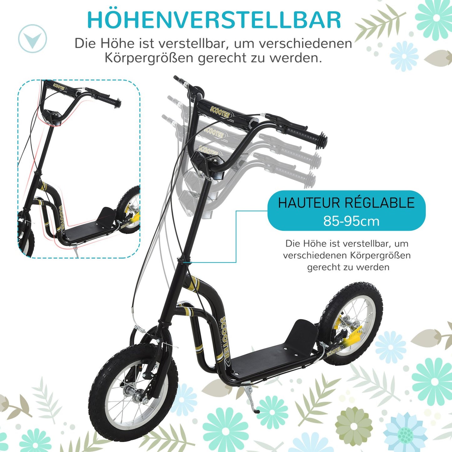City scooter for children, aluminum frame, 12-inch tires