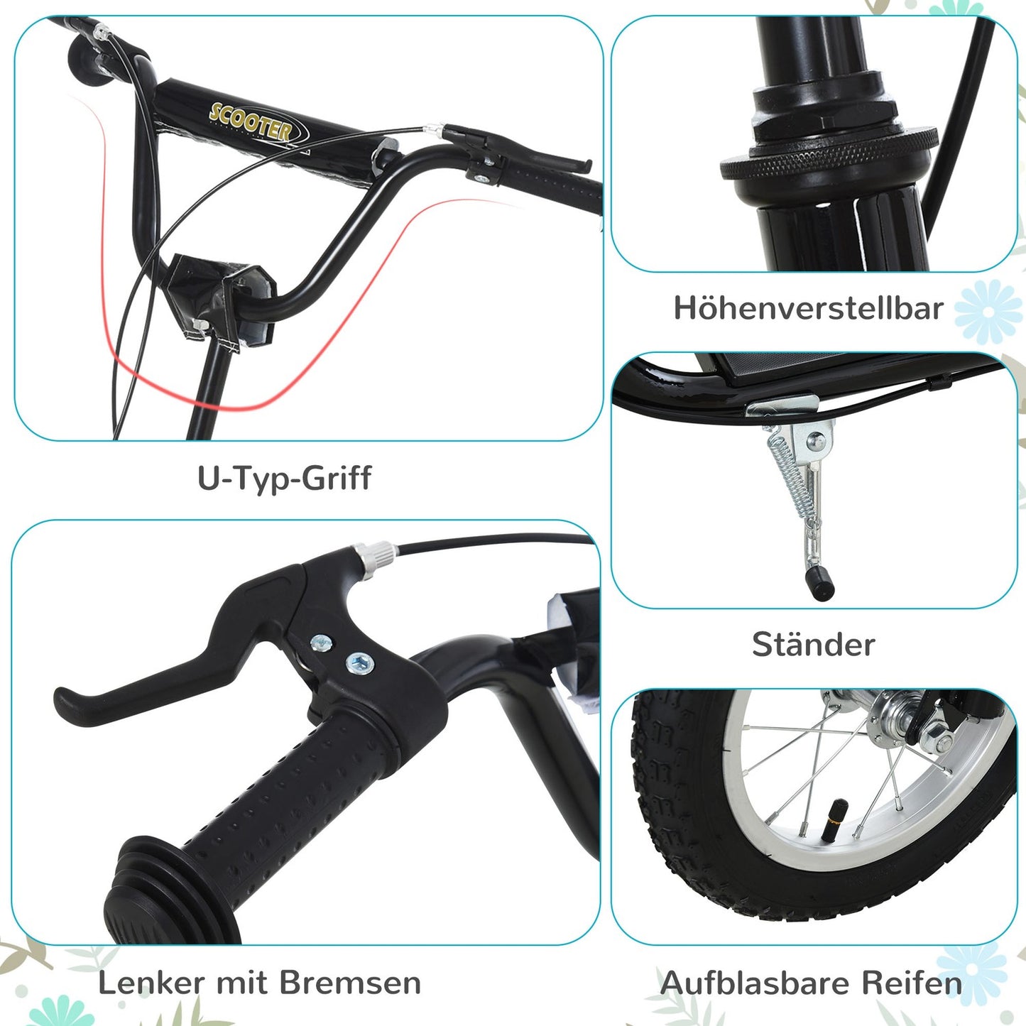 City scooter for children, aluminum frame, 12-inch tires