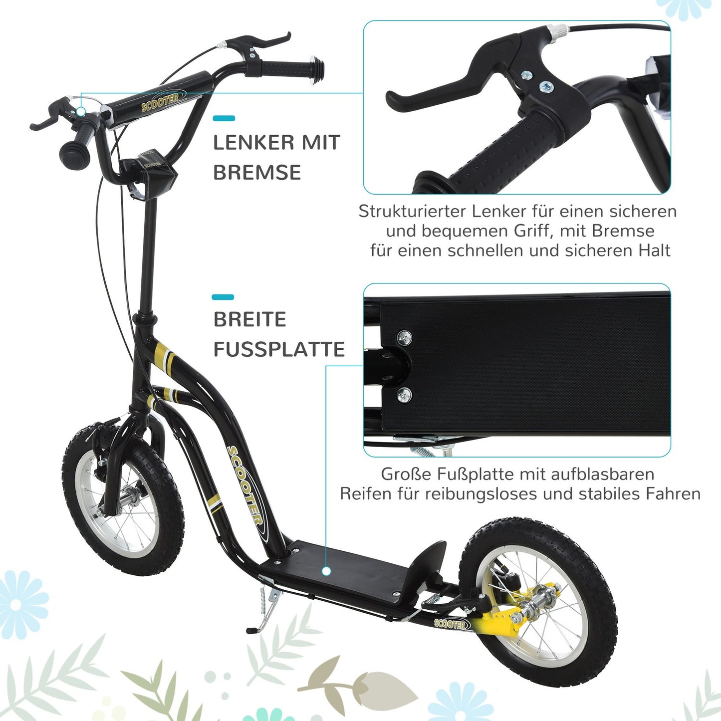 City scooter for children, aluminum frame, 12-inch tires