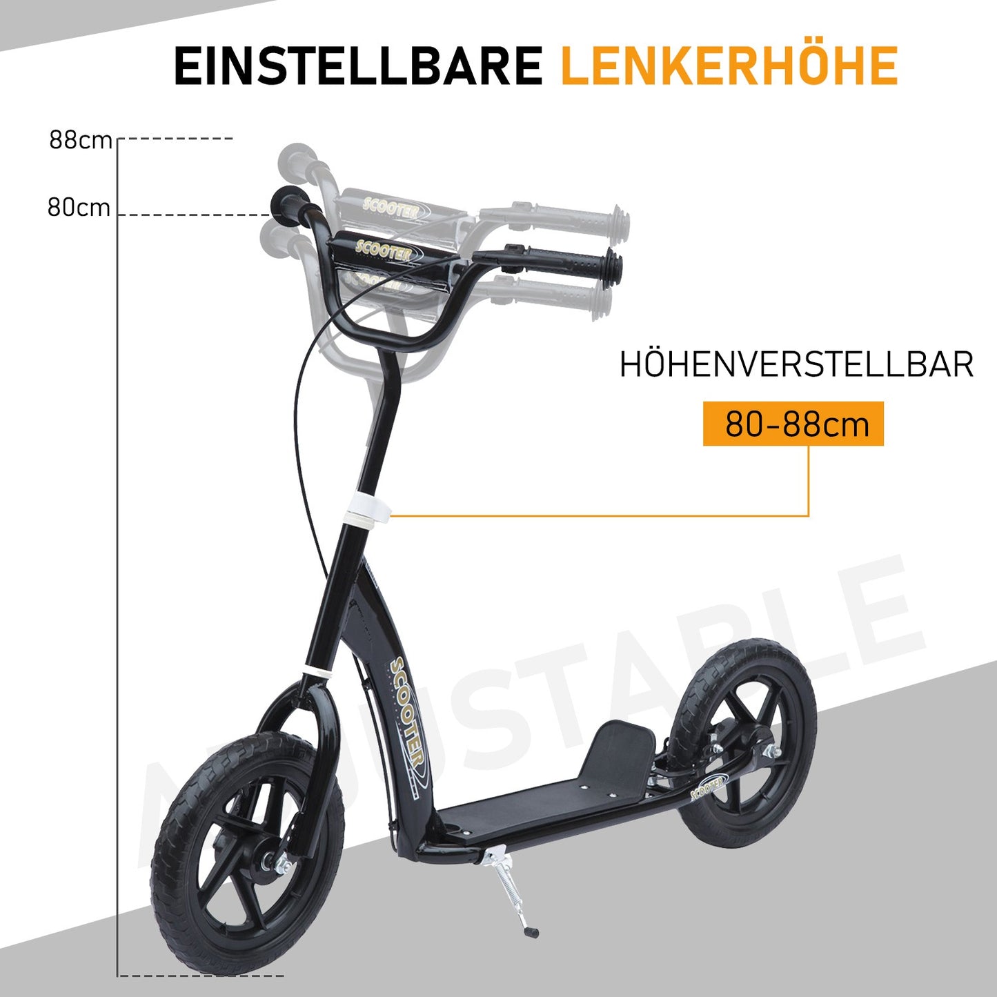 Children's scooter, 12" steel frame, rear brake
