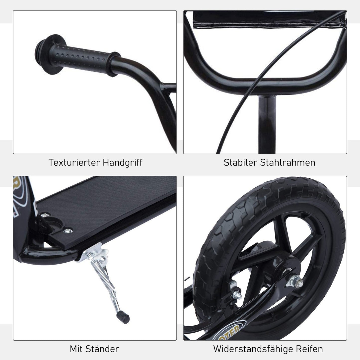 Children's scooter, 12" steel frame, rear brake
