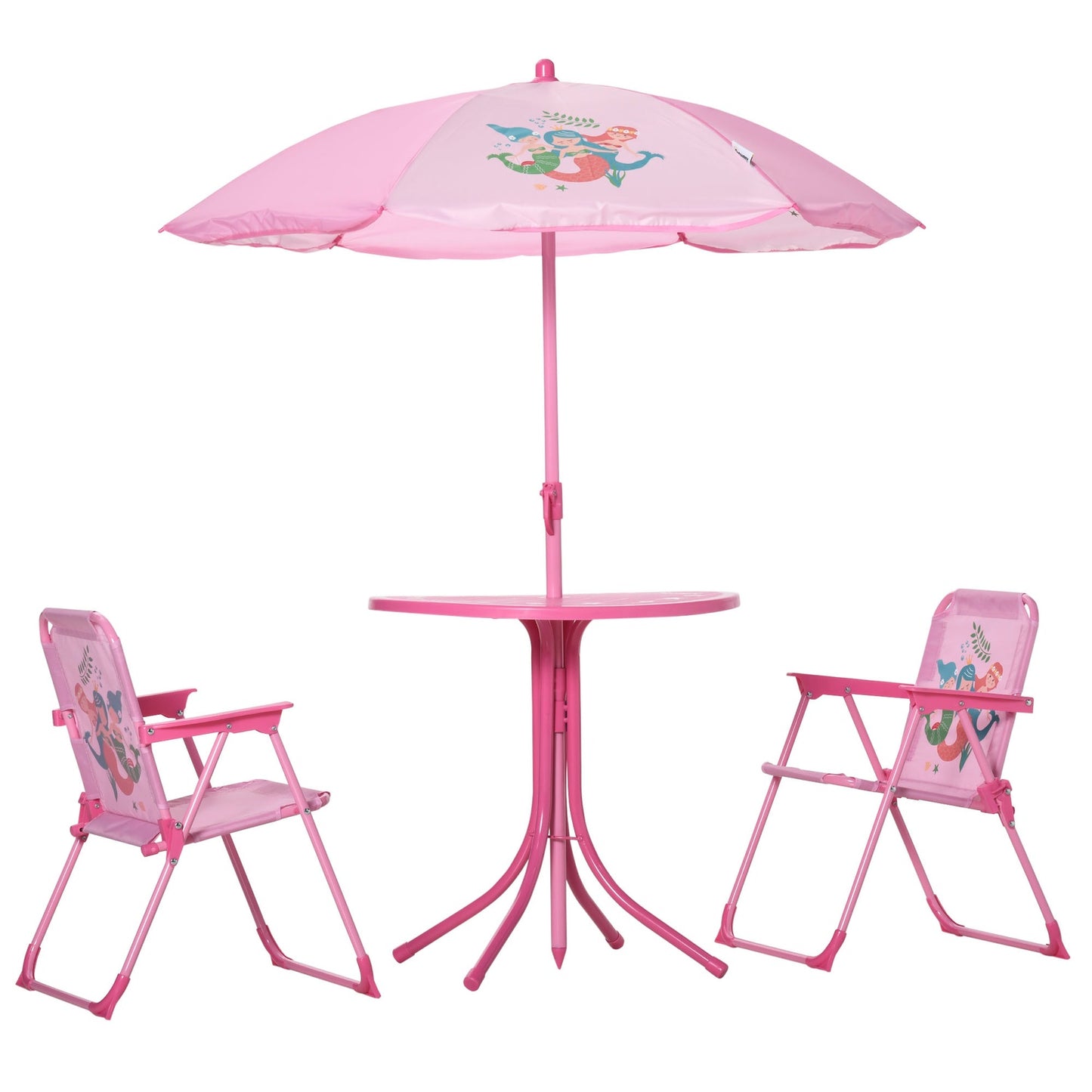 Garden set for children: table, chairs & parasol, pink
