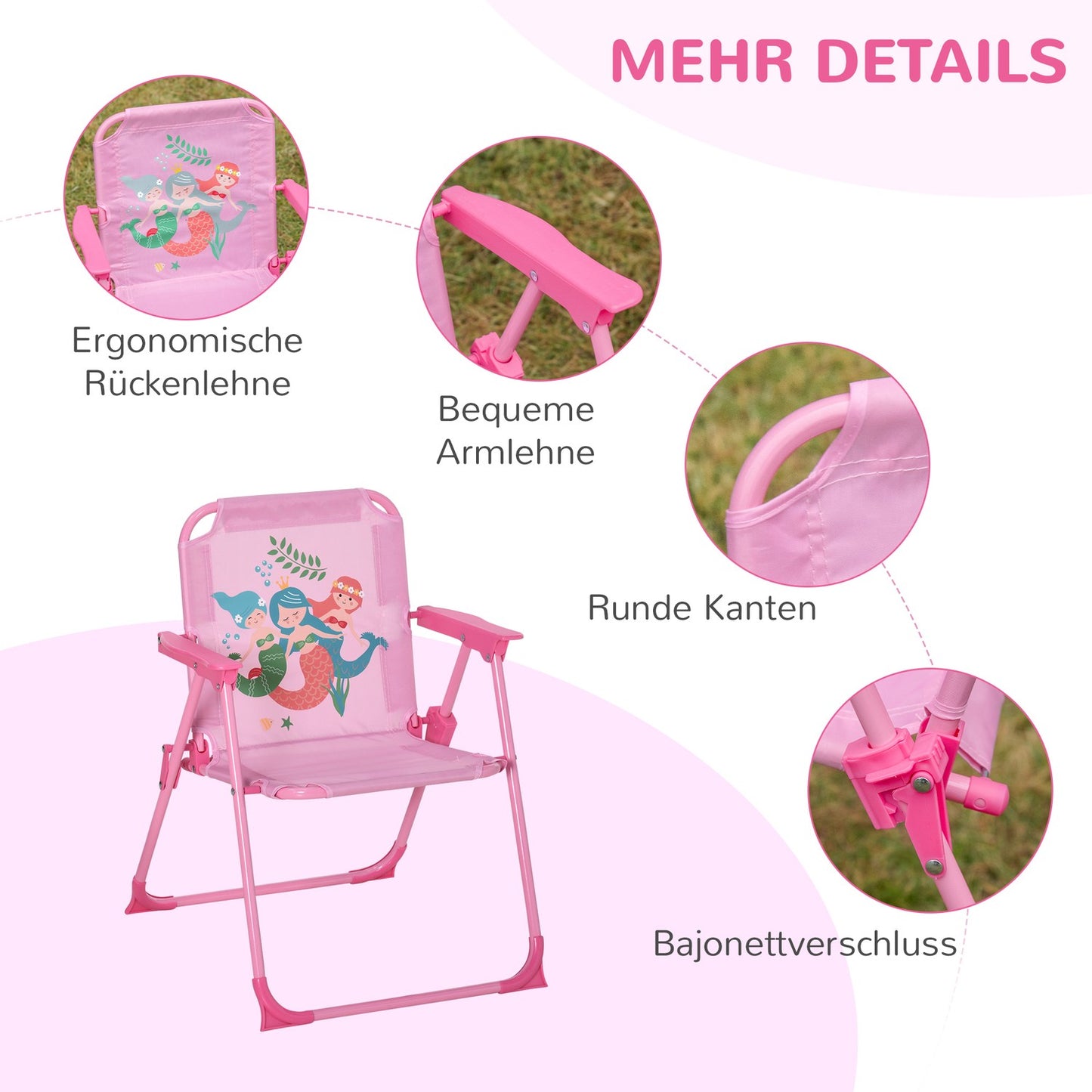 Garden set for children: table, chairs & parasol, pink