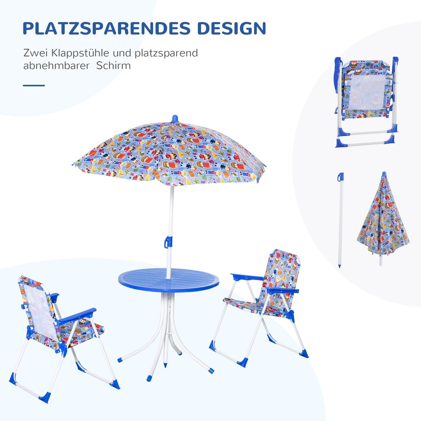 Garden furniture for children - table, 2 chairs, parasol