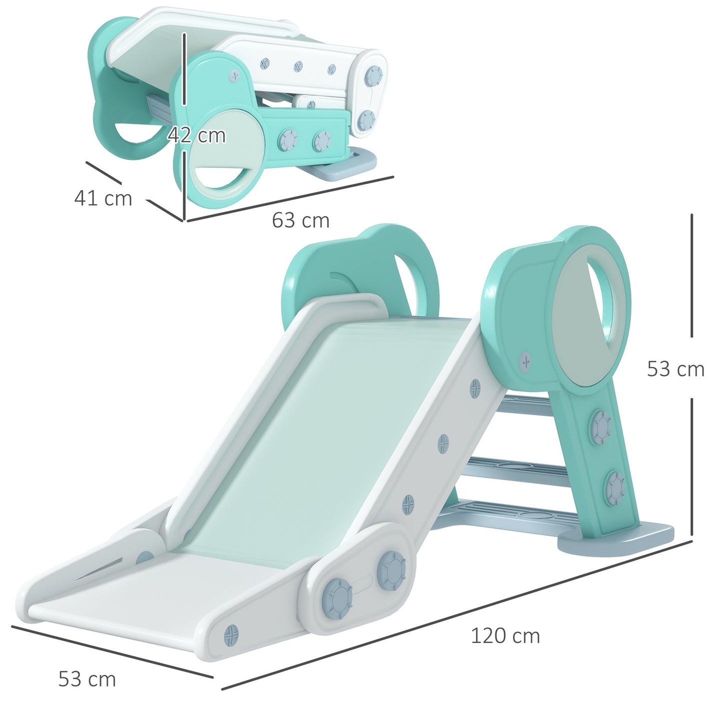 Children's foldable slide, indoor/outdoor, age 1.5-3, green