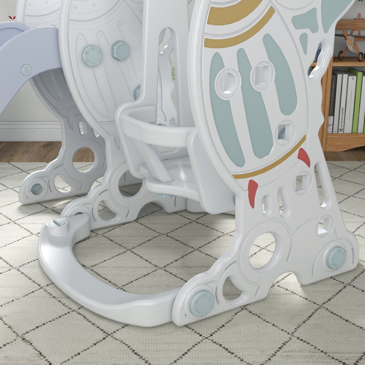 Children's 3-in-1 slide and swing set with basketball hoop