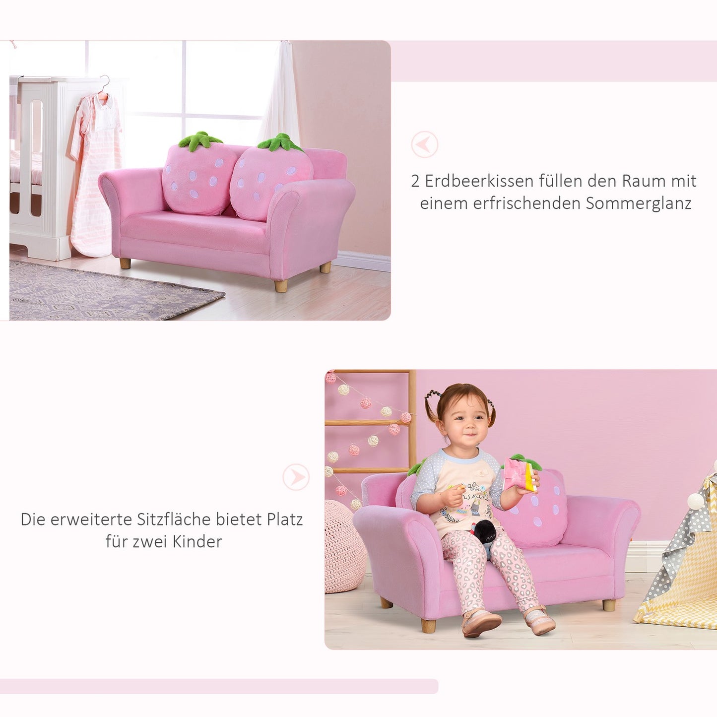 Strawberry armchair & sofa for children - Soft, cozy design