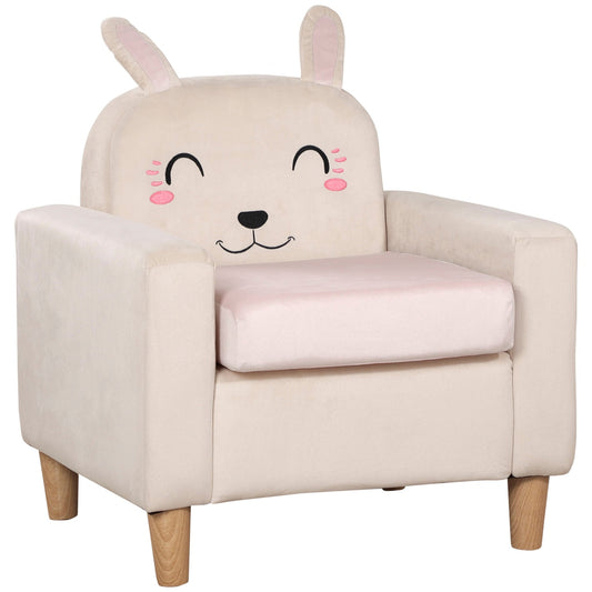 Children's sofa in cream velvet - solid wood, storage space