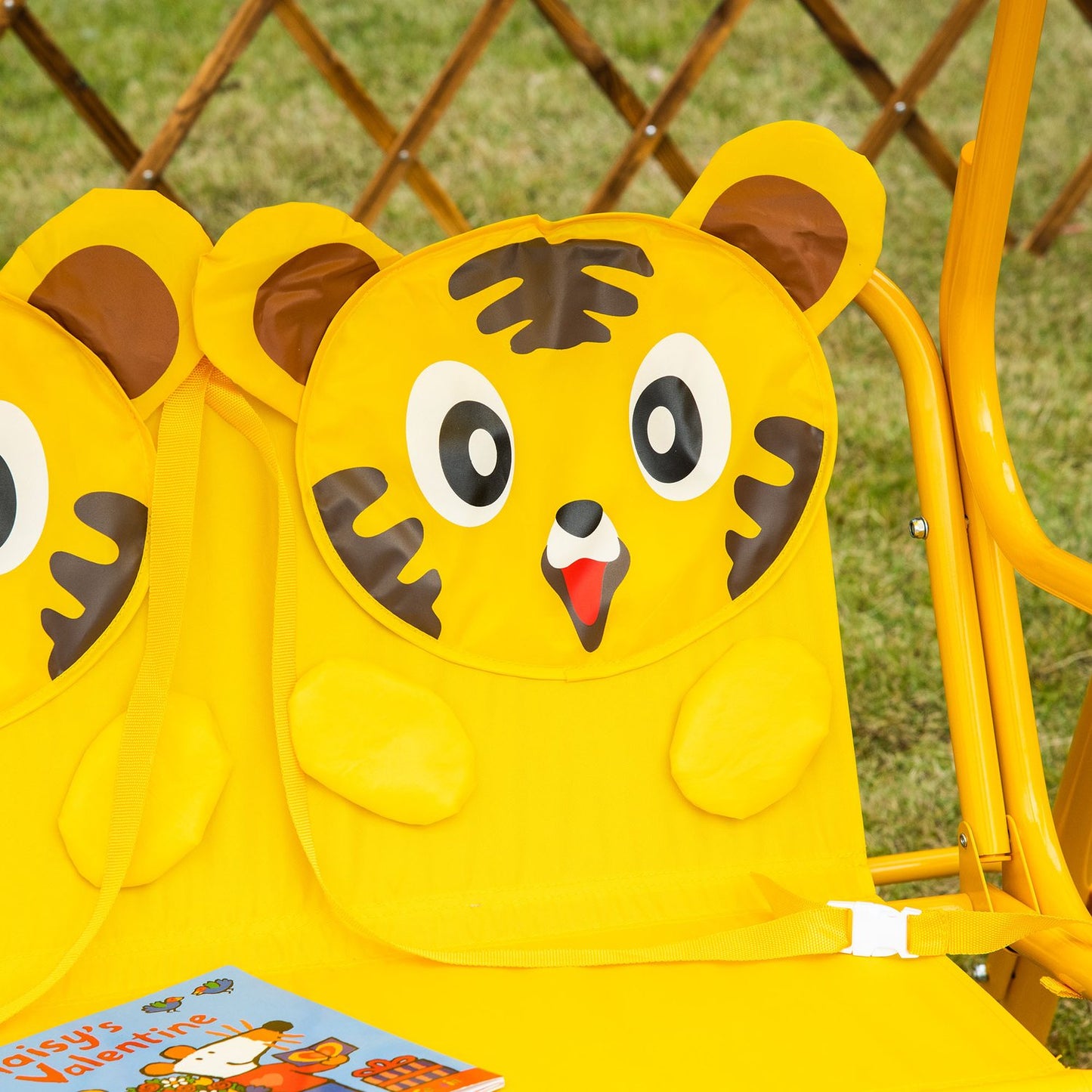 2-seat metal swing for children with sun protection - yellow