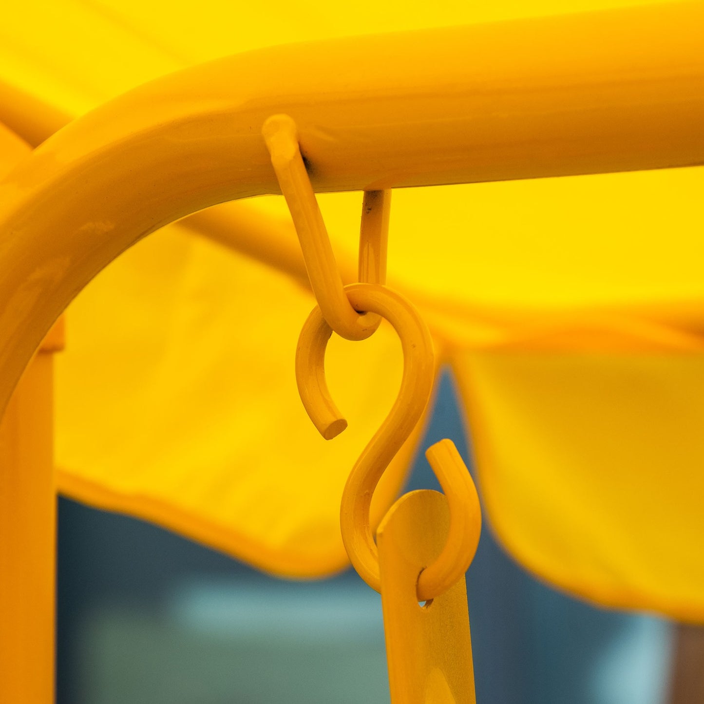 2-seat metal swing for children with sun protection - yellow