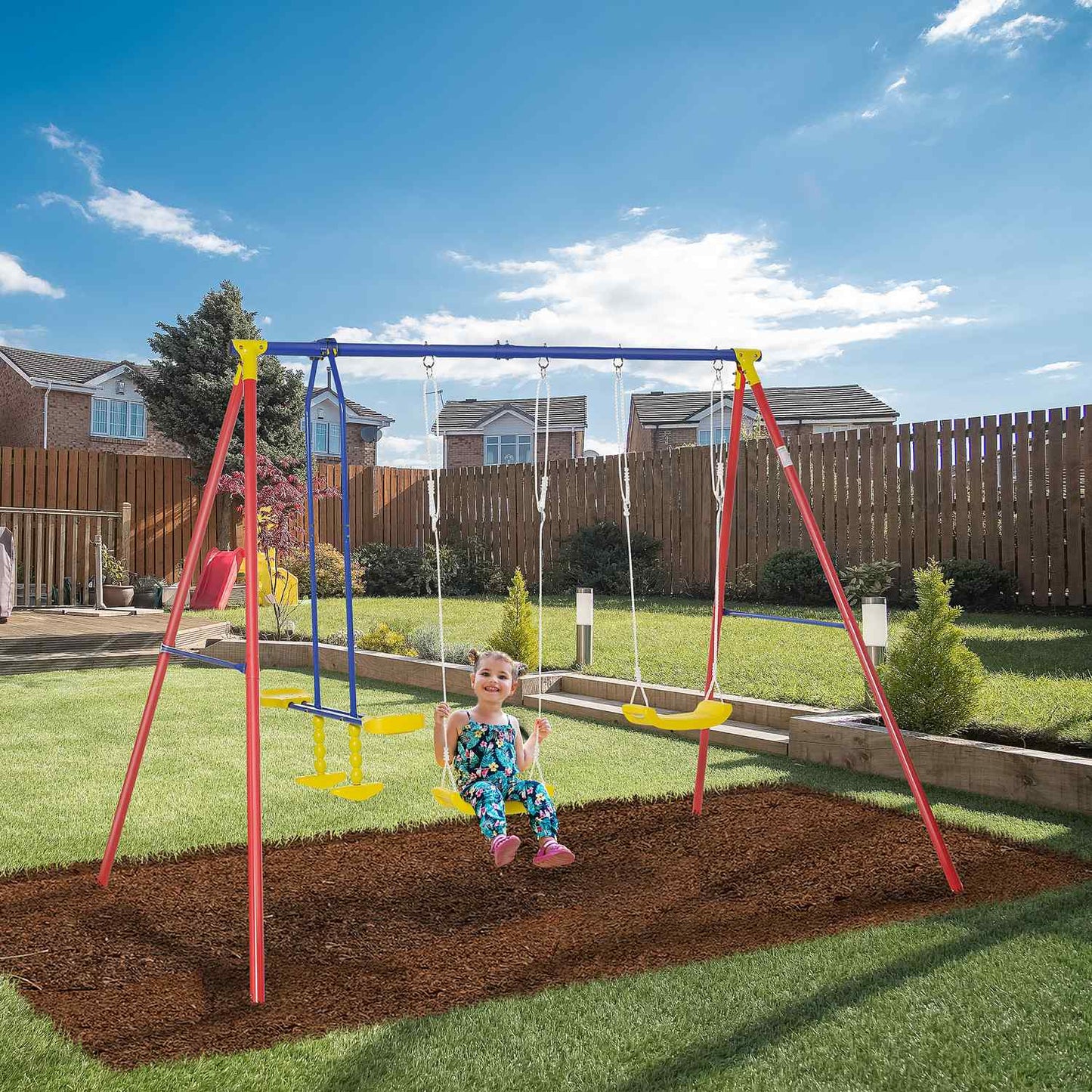 Adjustable children's swing with 2 seats for ages 3-5