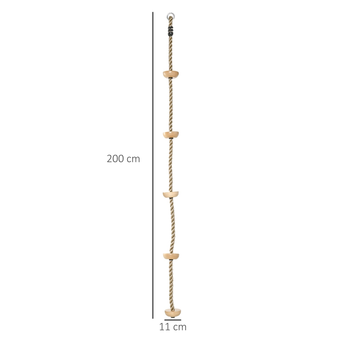 Outdoor climbing rope for children with wooden steps, 2m