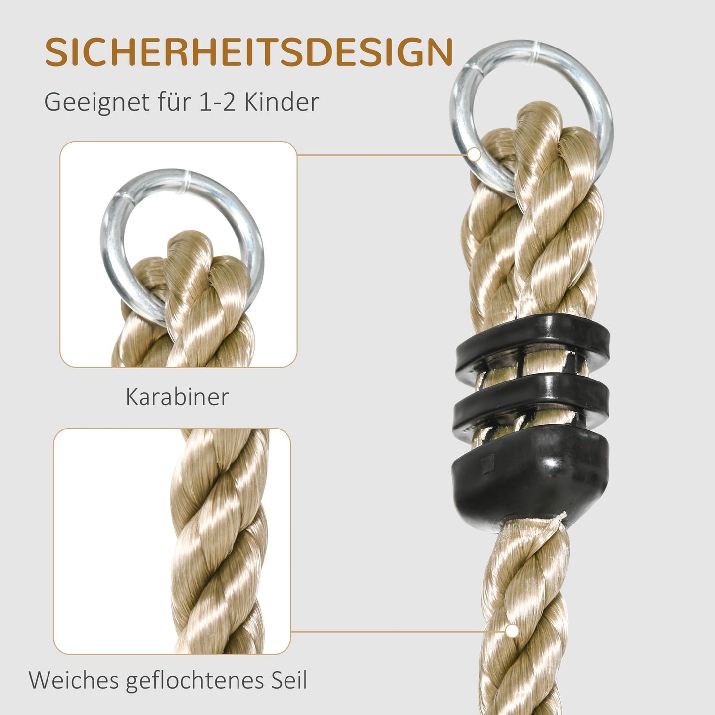 Outdoor climbing rope for children with wooden steps, 2m