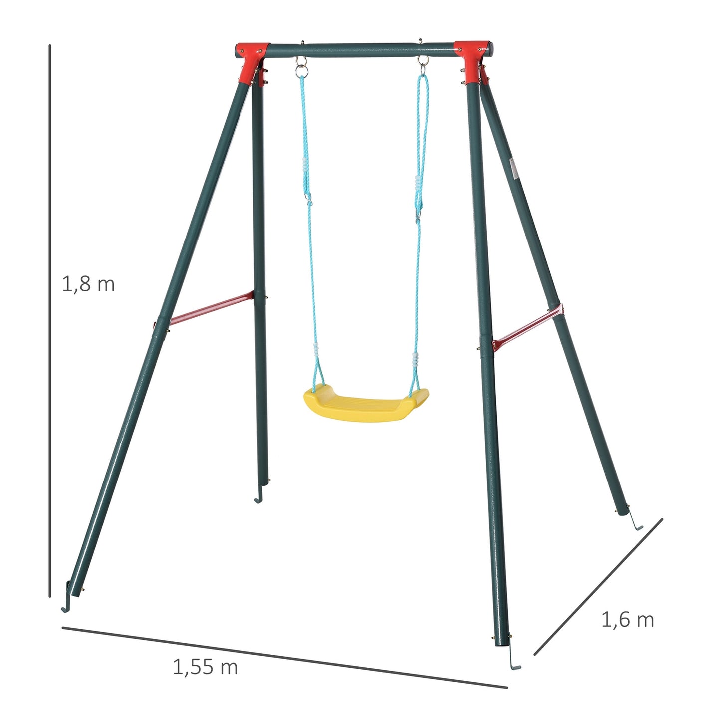 Metal swing for children for ages 6–12, 155x160x180 cm