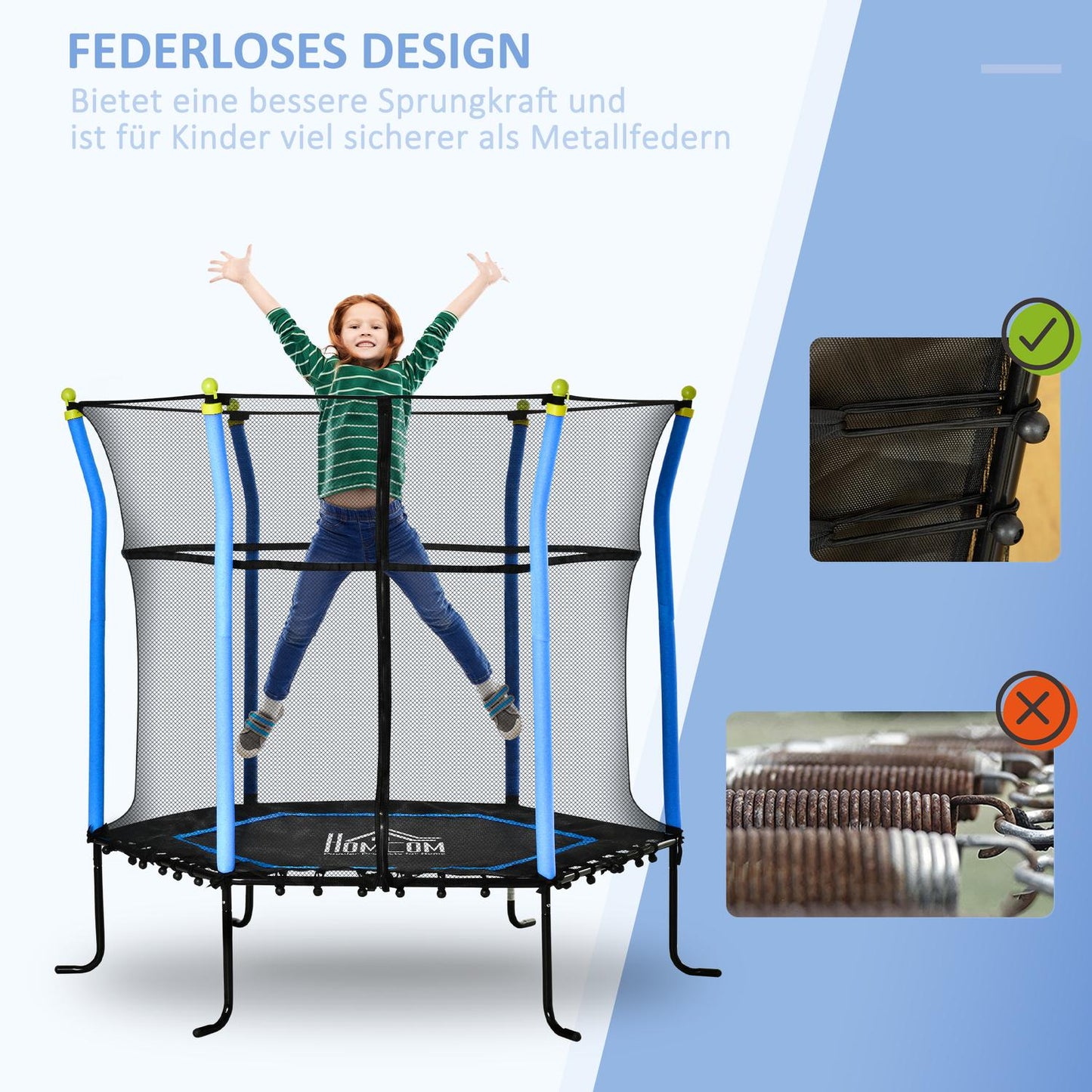 Children's 5.3ft Garden Trampoline, Safety Net, Up to 60kg