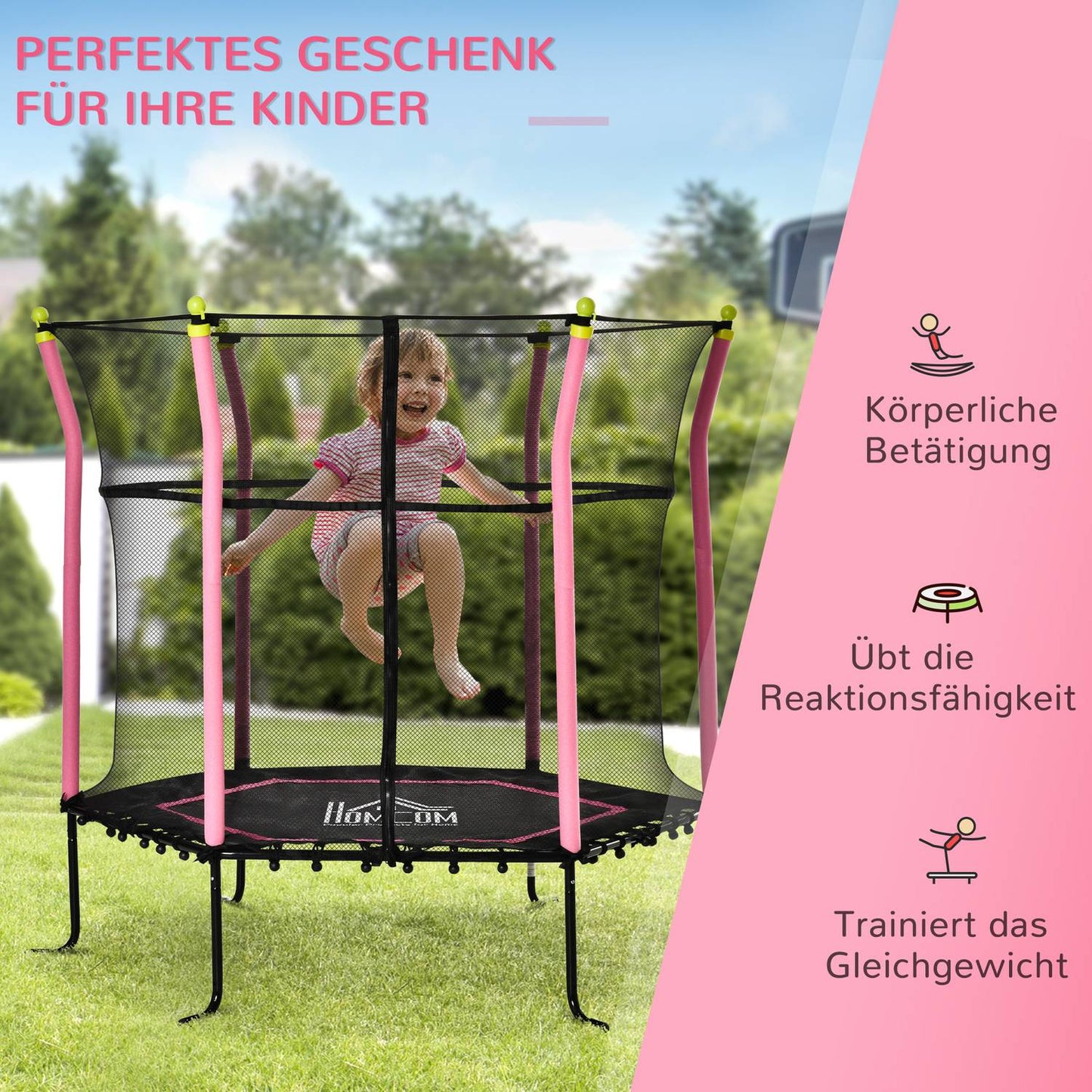 5.3ft Children's Garden Trampoline with Safety Net - up to 60kg