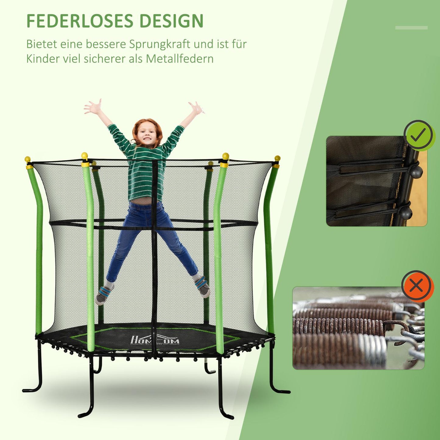 5.3 ft Garden Trampoline for Kids with Safety Net