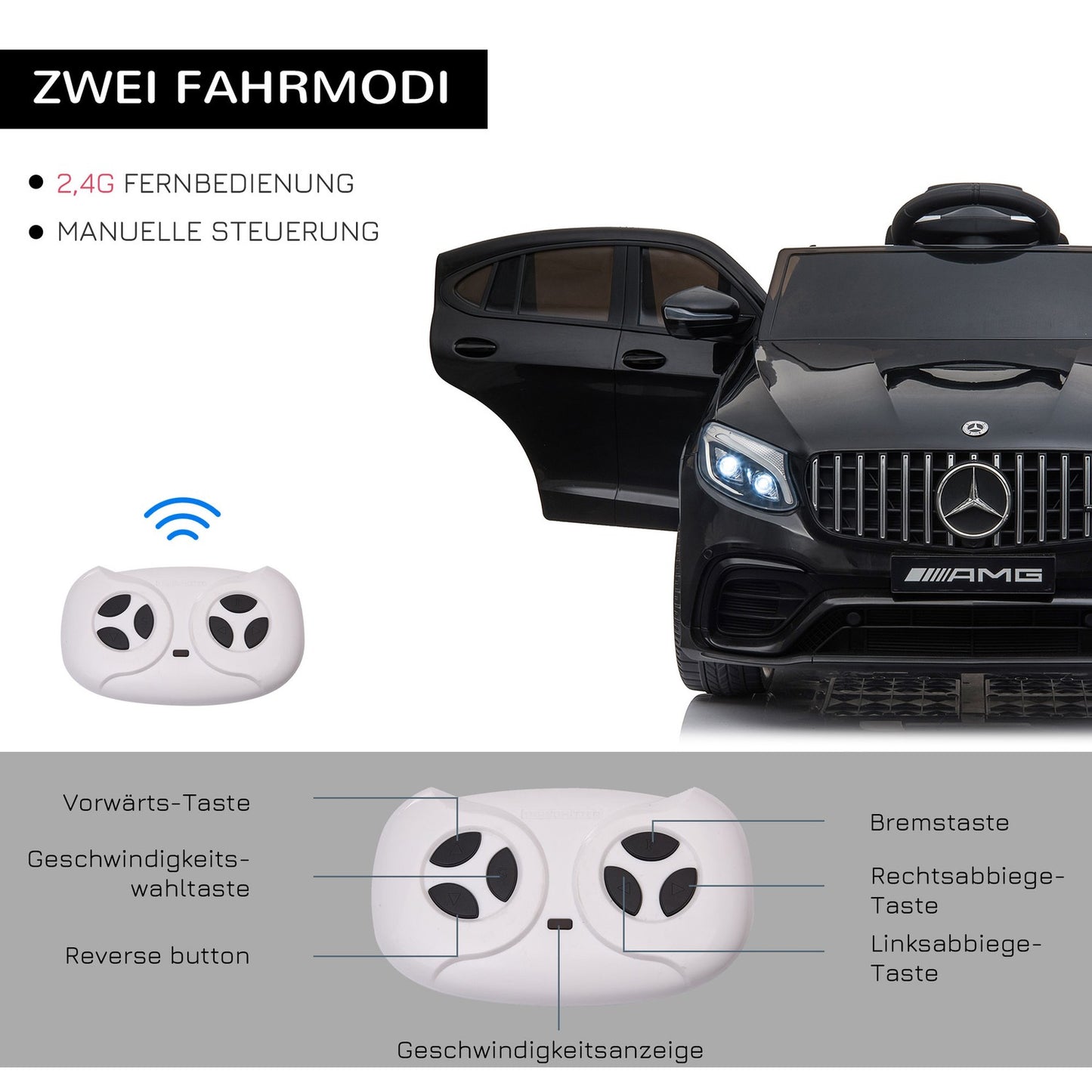 Electric Mercedes-Benz GLA45 passenger car with remote control