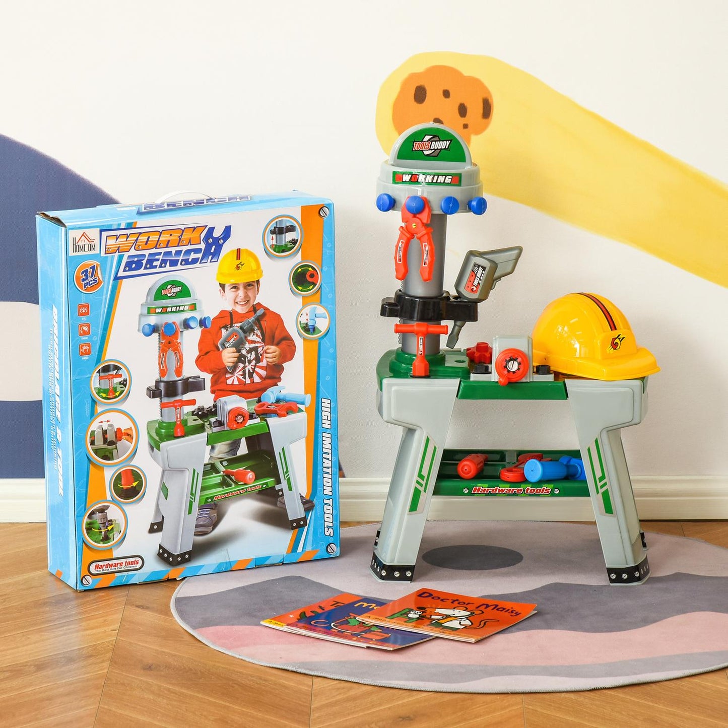 Workbench toy for kids, 37 tools and accessories, ages 3+