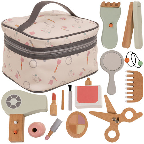 Children's 17-Piece Wooden Cosmetic Set with Bag